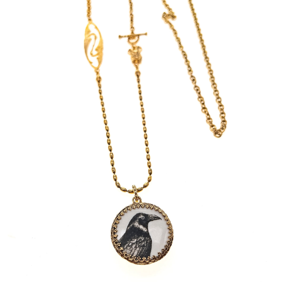 Crow Necklace – 18k Gold Plated – Gem Kingdom