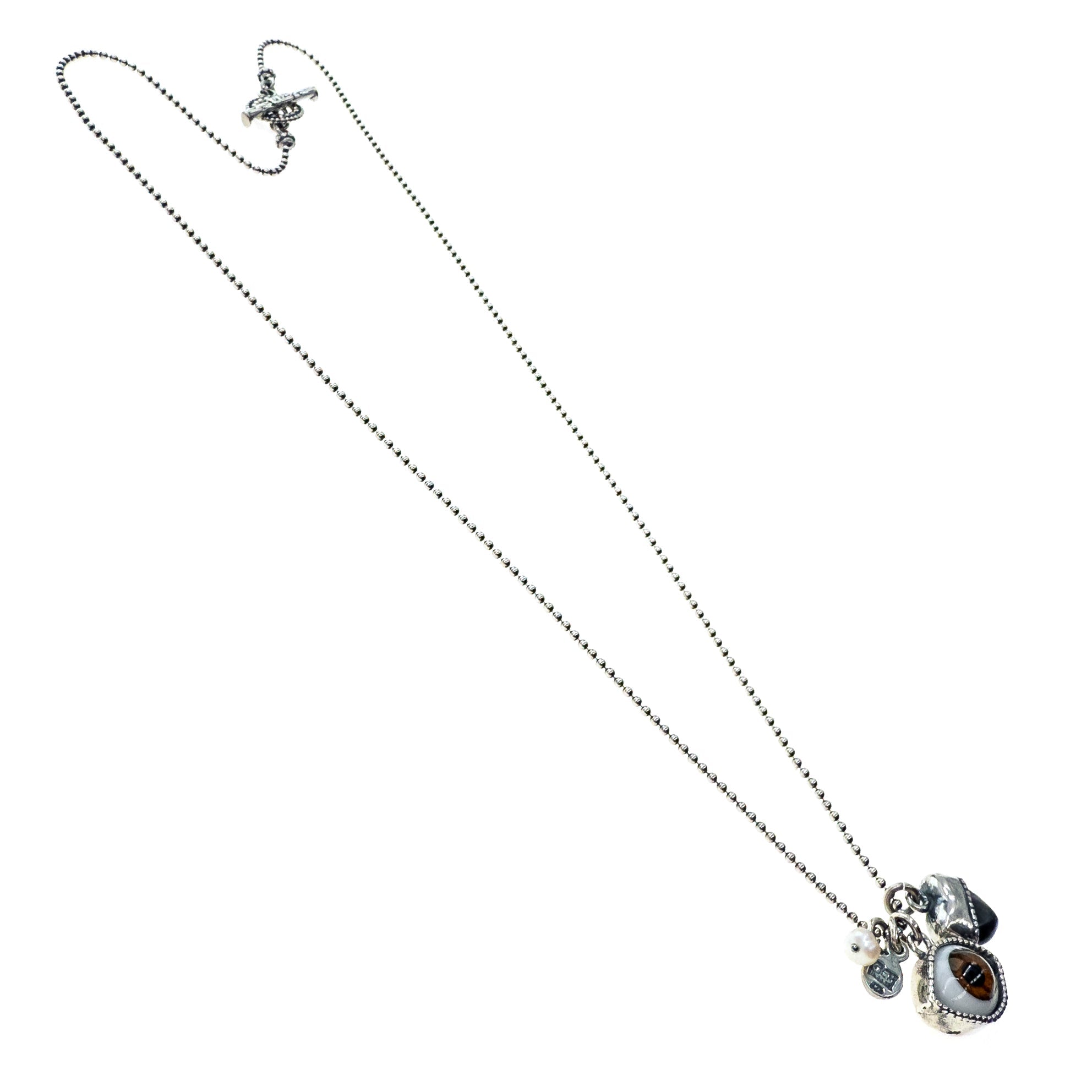 Brown Eye Love You Necklace Long – Sterling Silver – Gem Kingdom