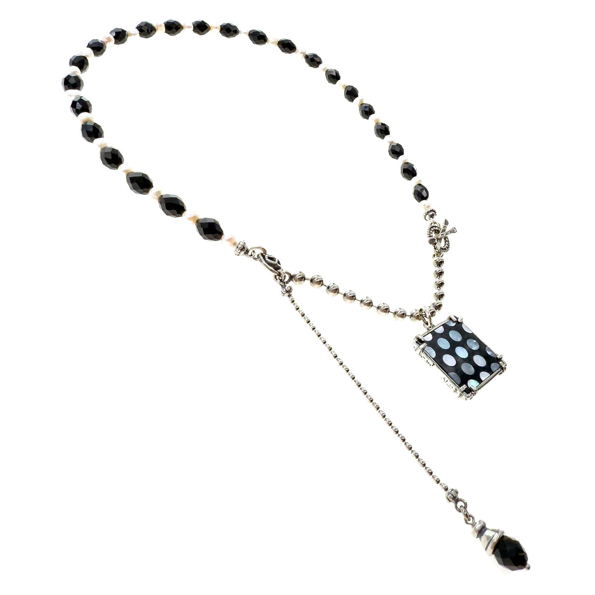 Black And White Polka Dot Necklace – Sterling Silver – Gem Kingdom