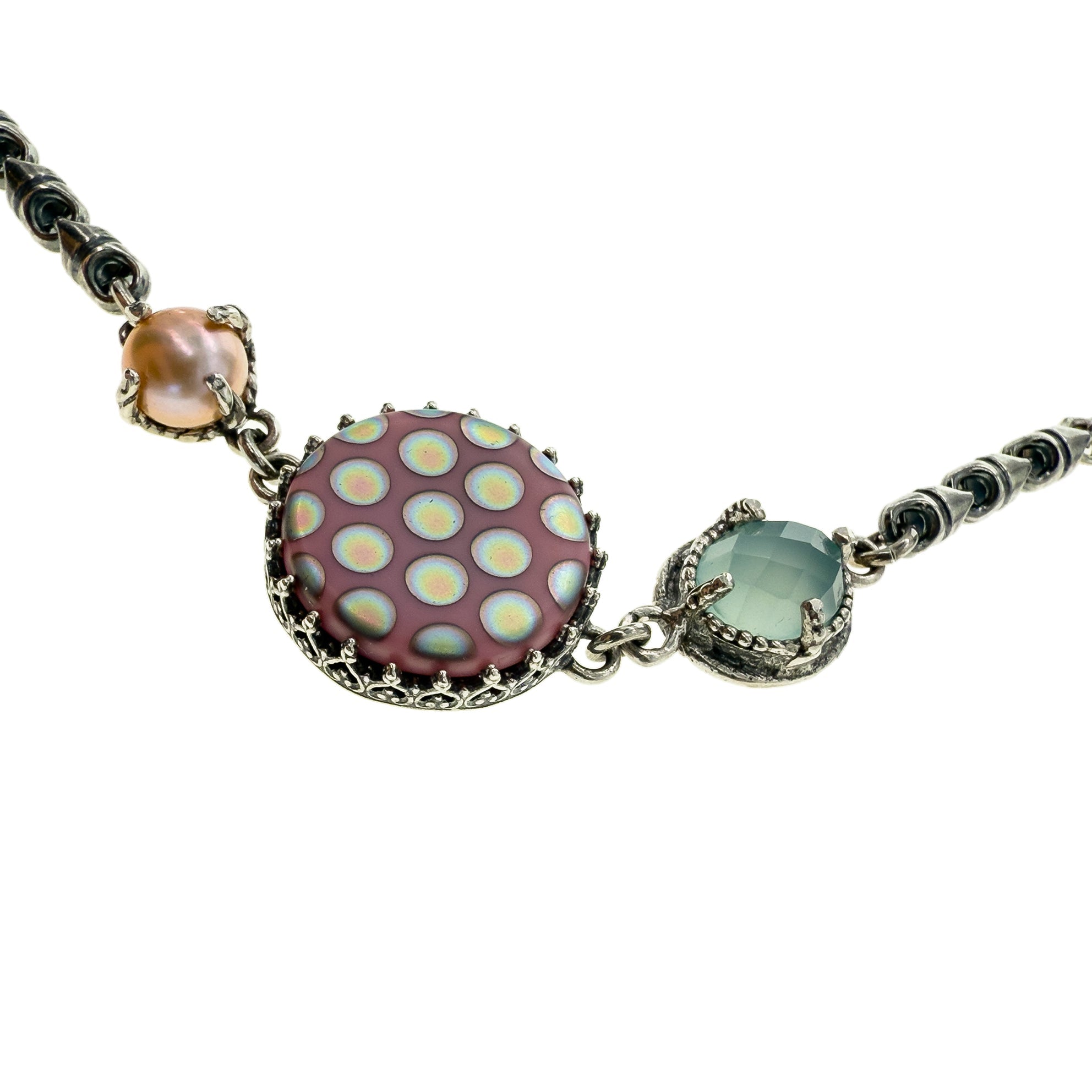 Pastel Trio Long Necklace – Sterling Silver – Gem Kingdom