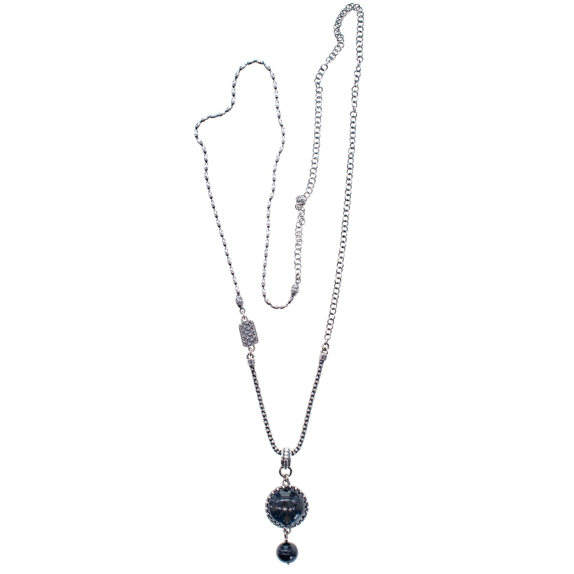 Dark Crystal Intaglio Chain Necklace – Sterling Silver – Gem Kingdom
