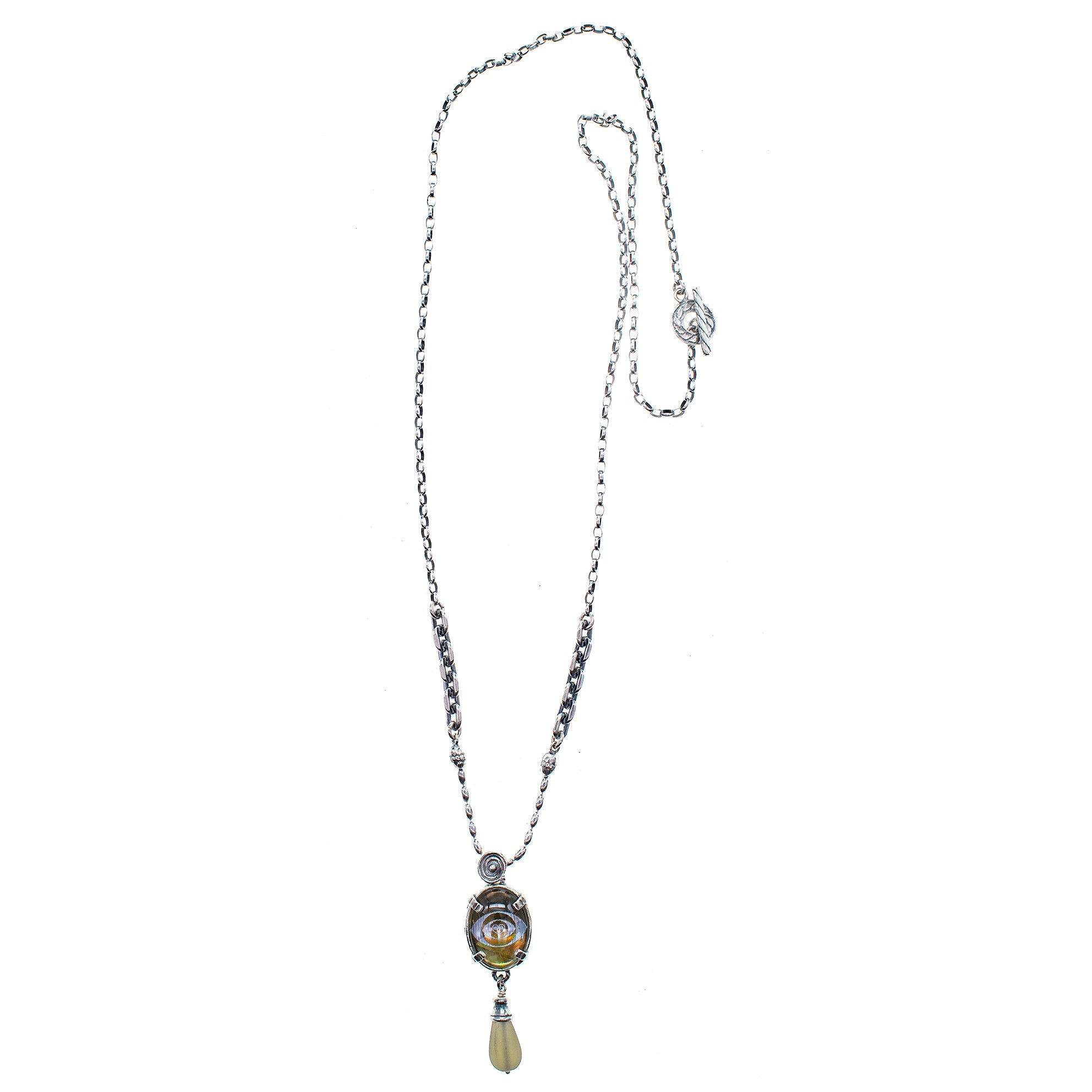 Green Eye Necklace – Sterling Silver – Gem Kingdom