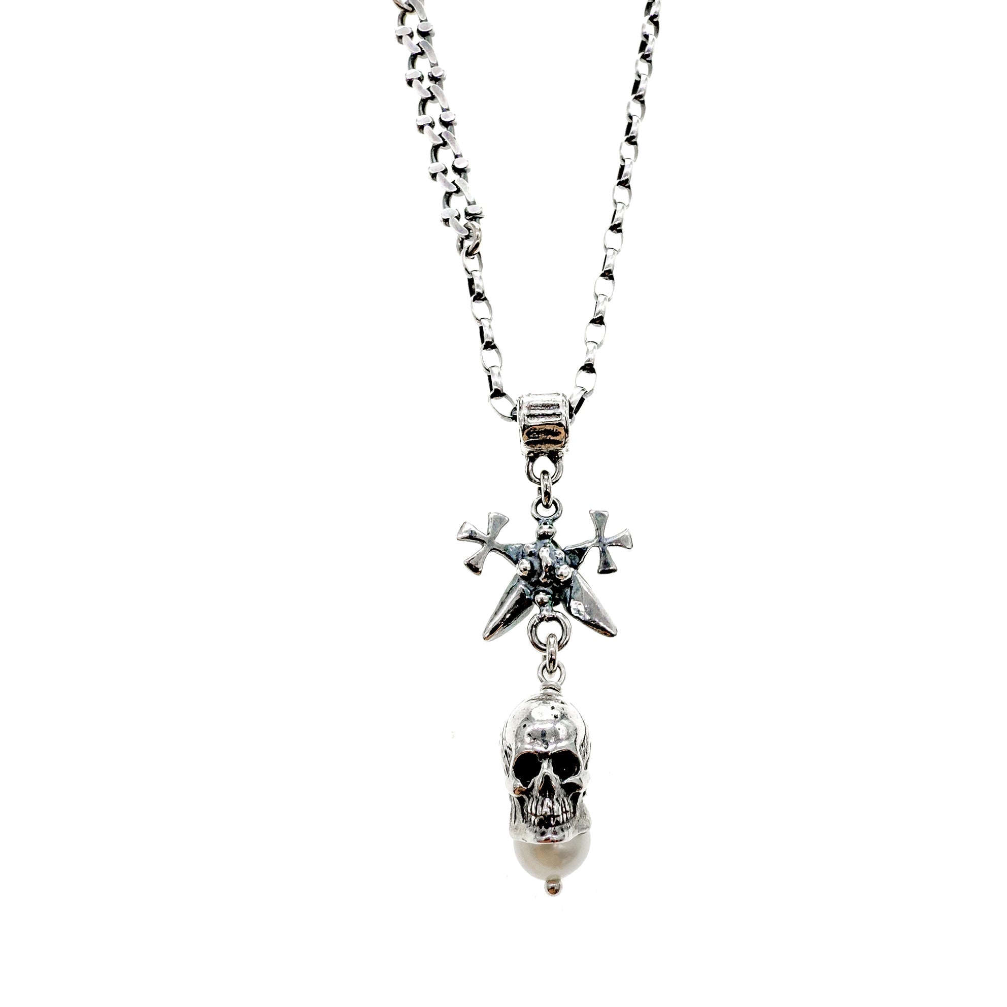 Skull Necklace – Sterling Silver – Gem Kingdom