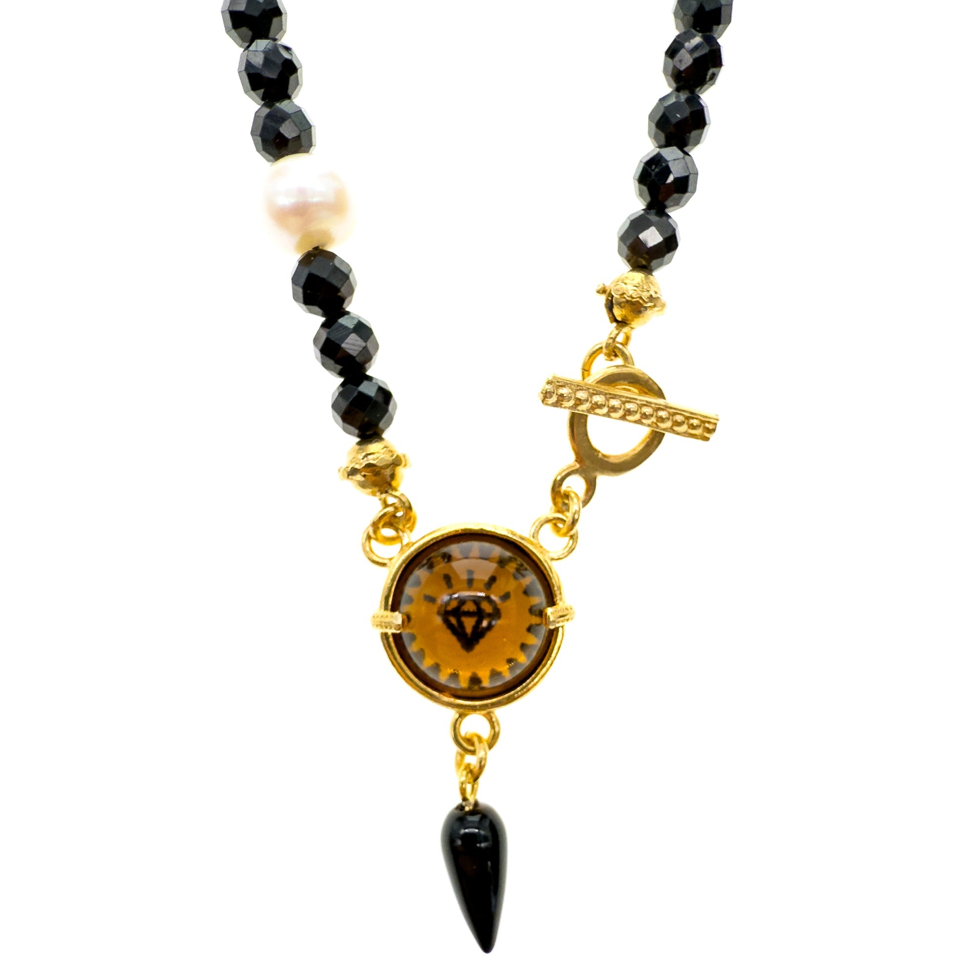 Talisman Pearl & Spinel Necklace – Gold Plated – Gem Kingdom
