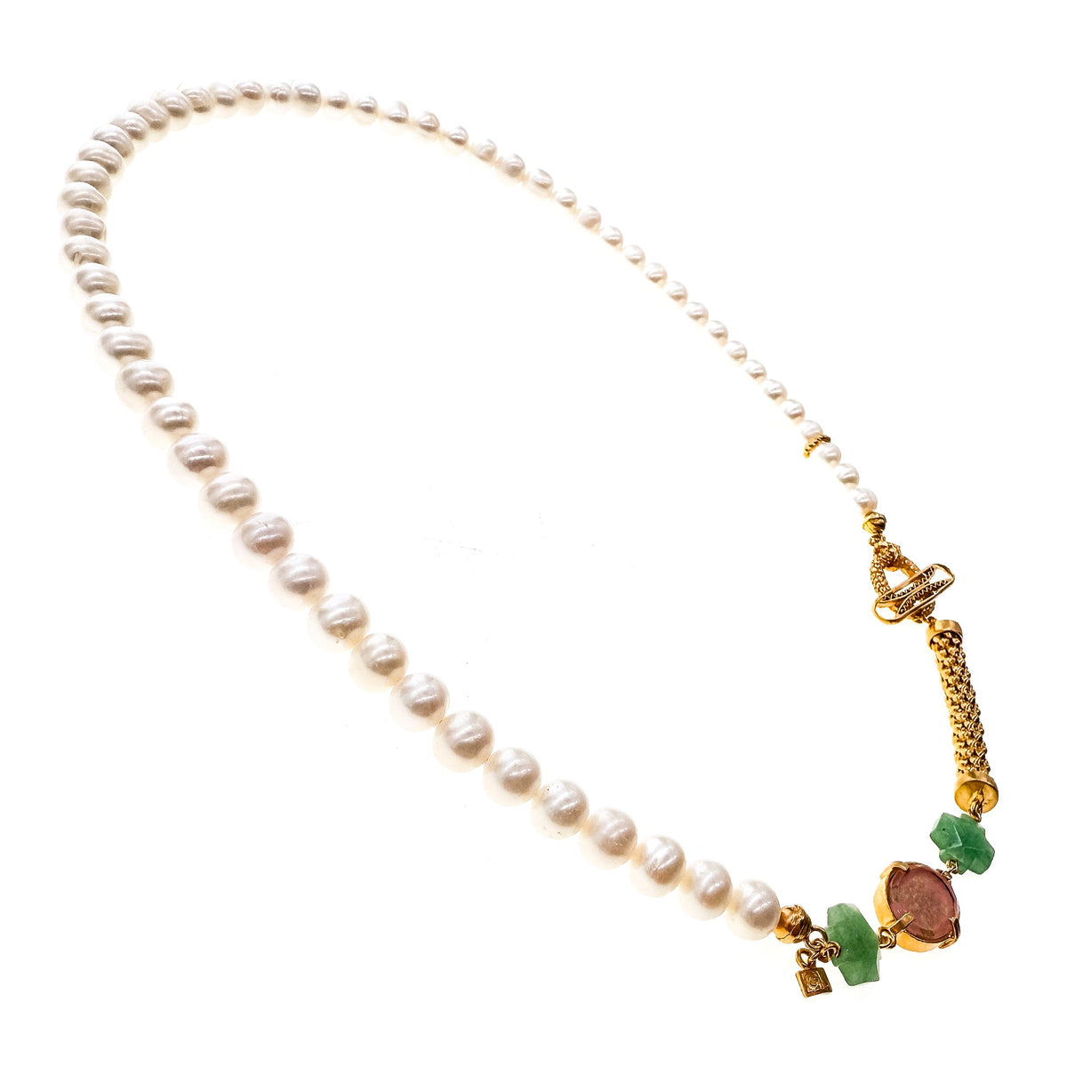 Pearl And Intaglio Necklace – 18k Gold Plated – Gem Kingdom