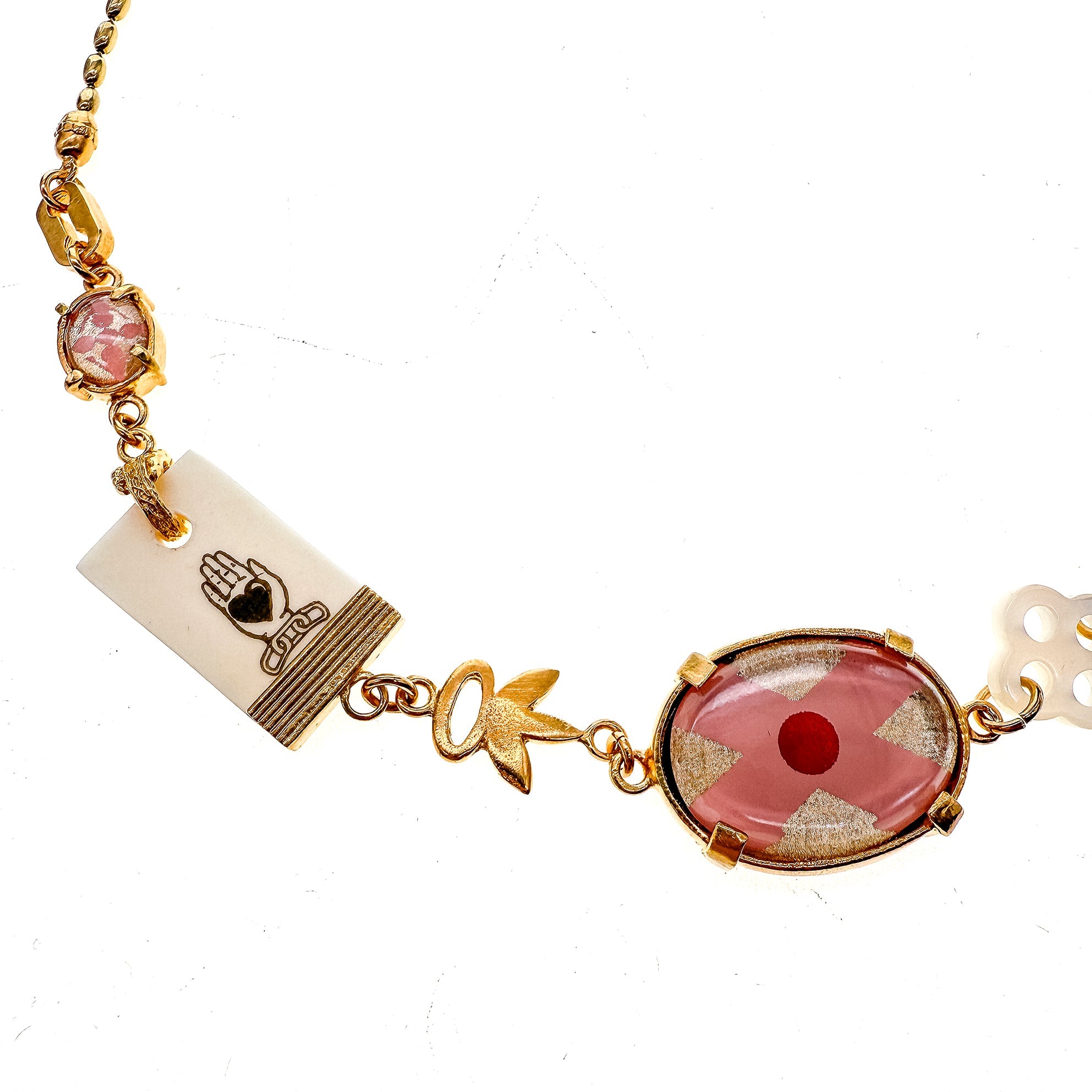 Pink Intaglio Charm Collar Necklace