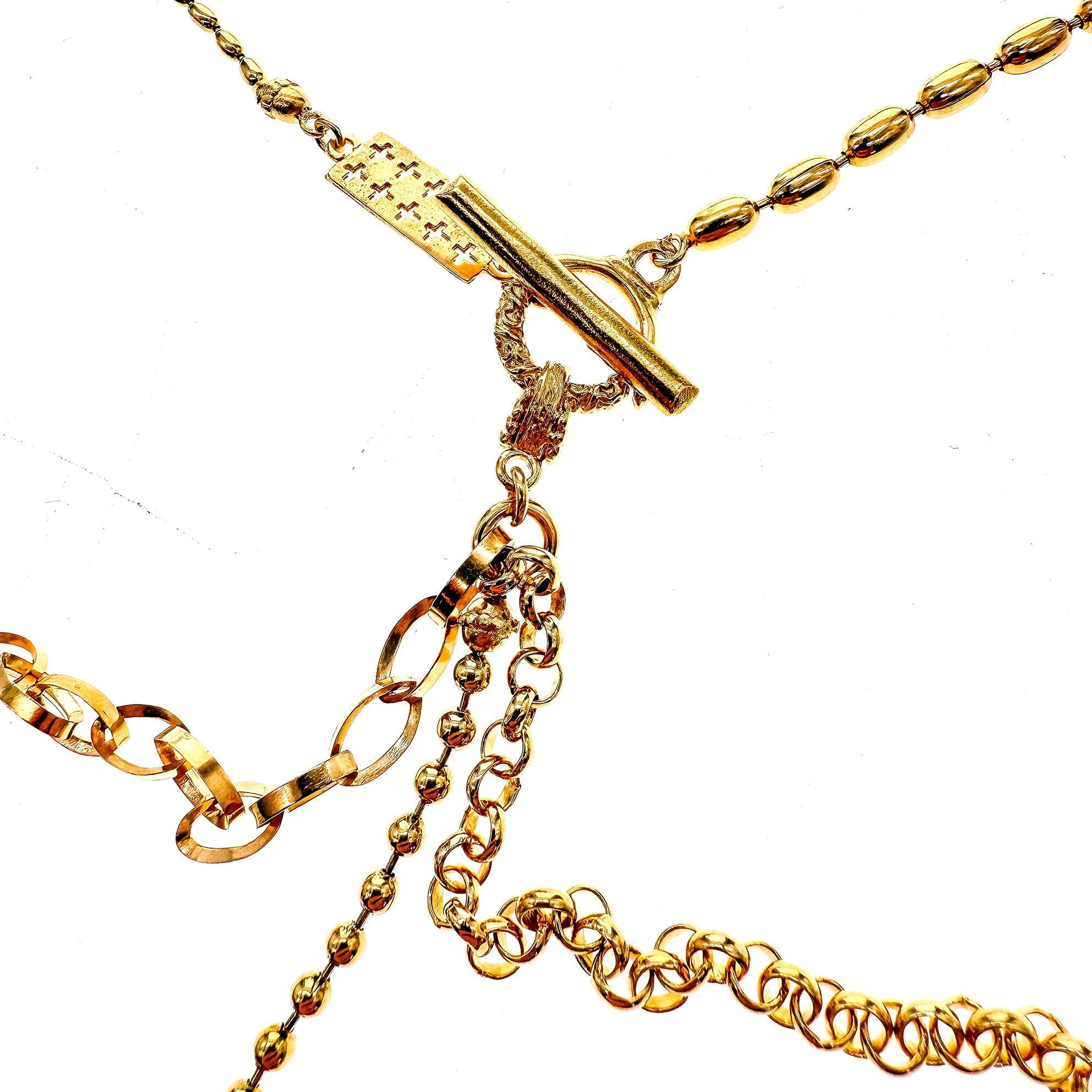 Multi-Chain Lariat Statement Necklace – Gold Plated – Gem Kingdom