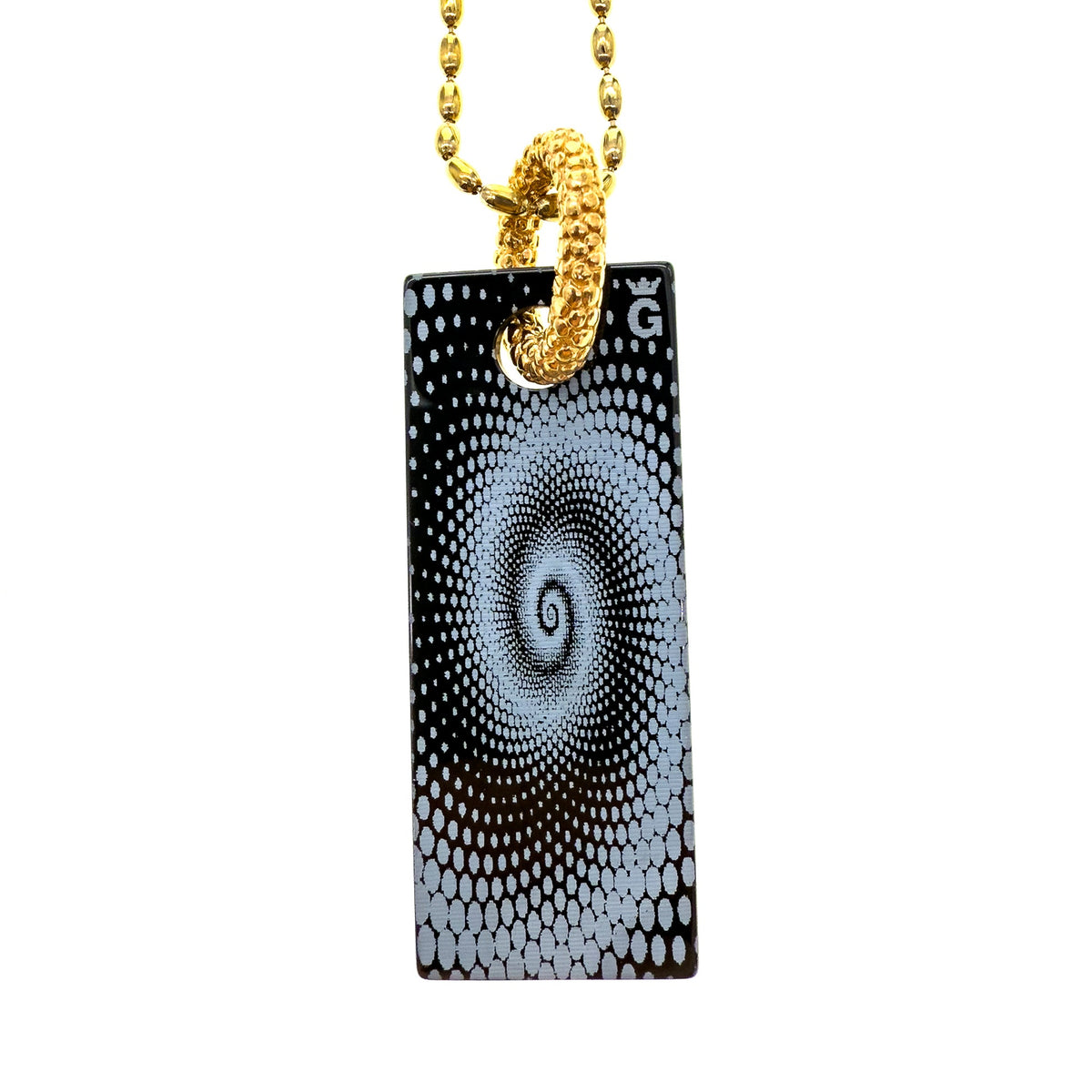 Face And Spiral Necklace Black – 18k Gold Plated – Gem Kingdom