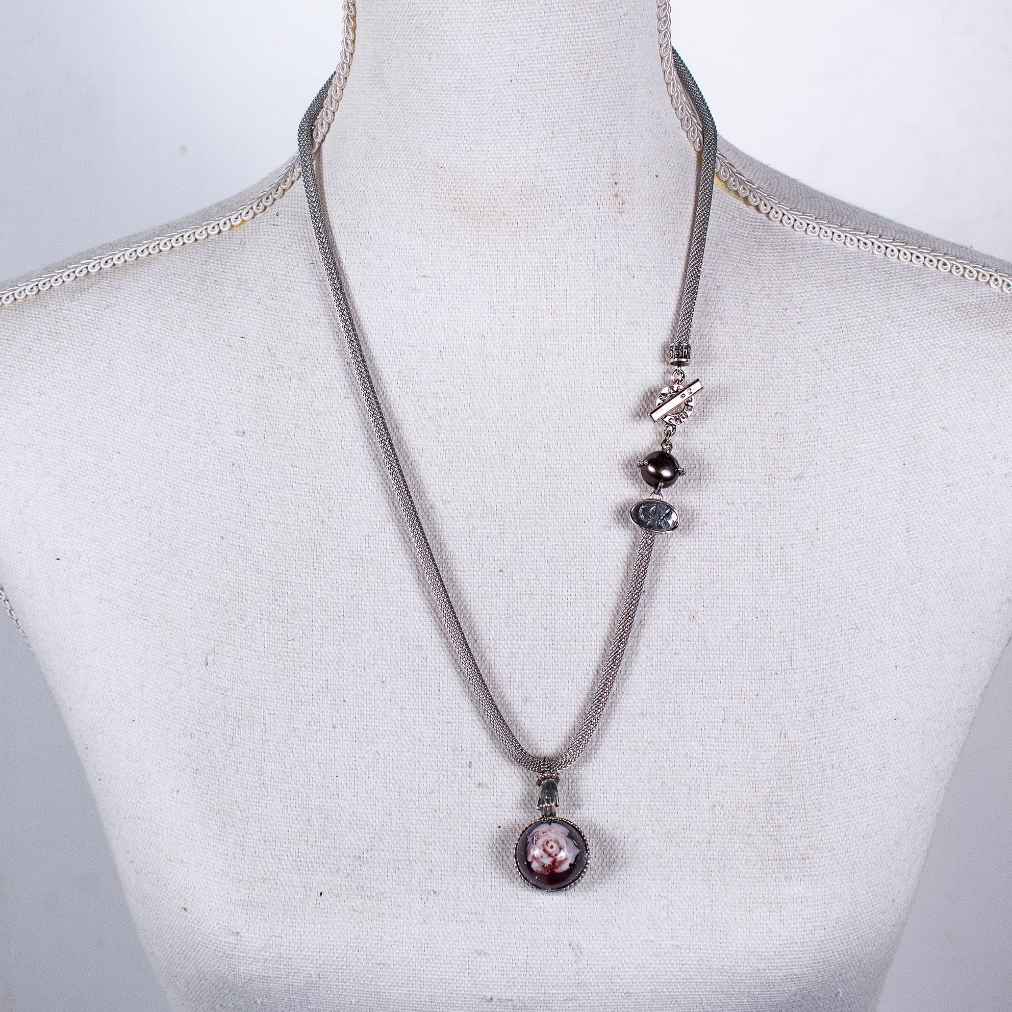 Roze Roos Mesh Ketting