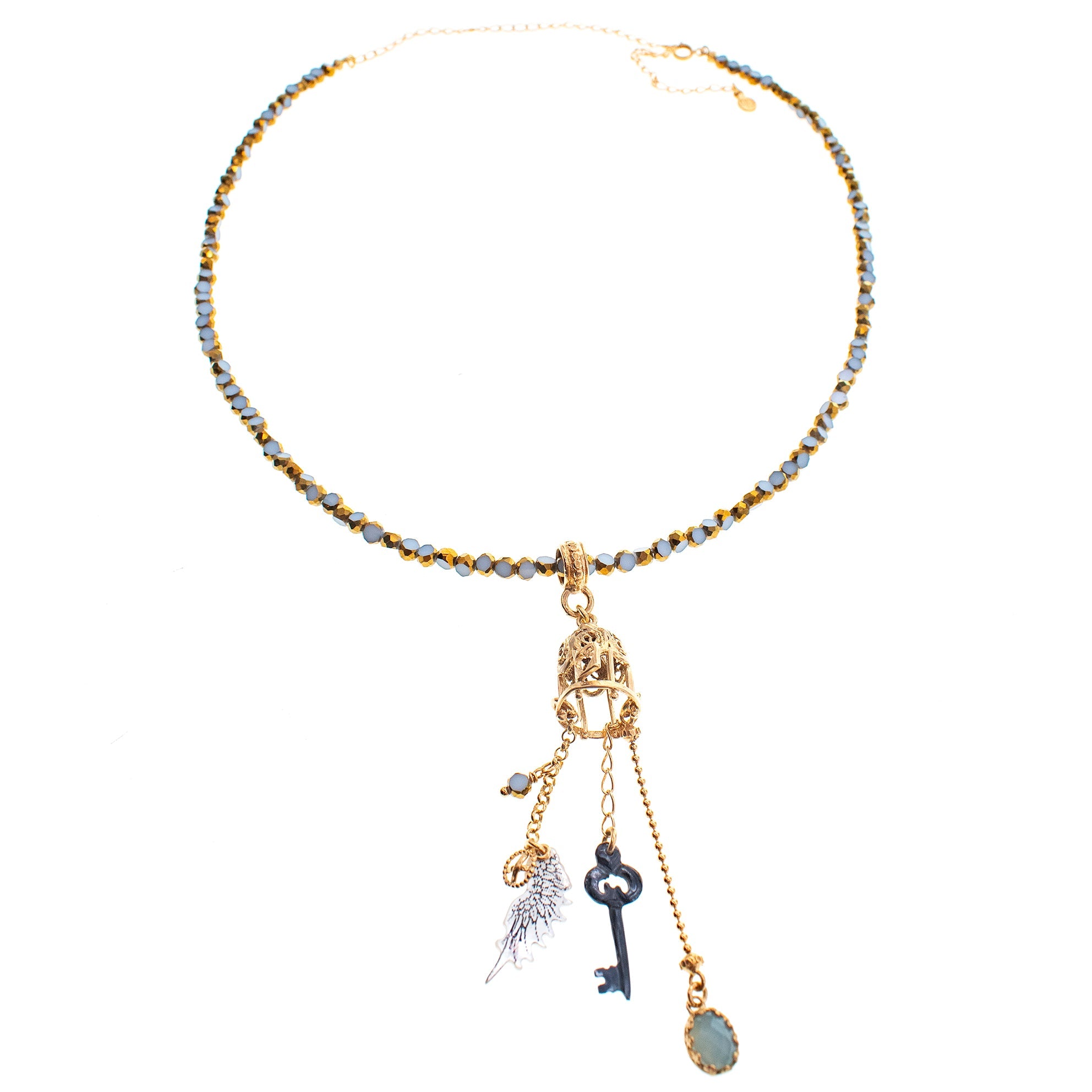 Enchanted Birdcage Necklace – Gold Plated – Gem Kingdom