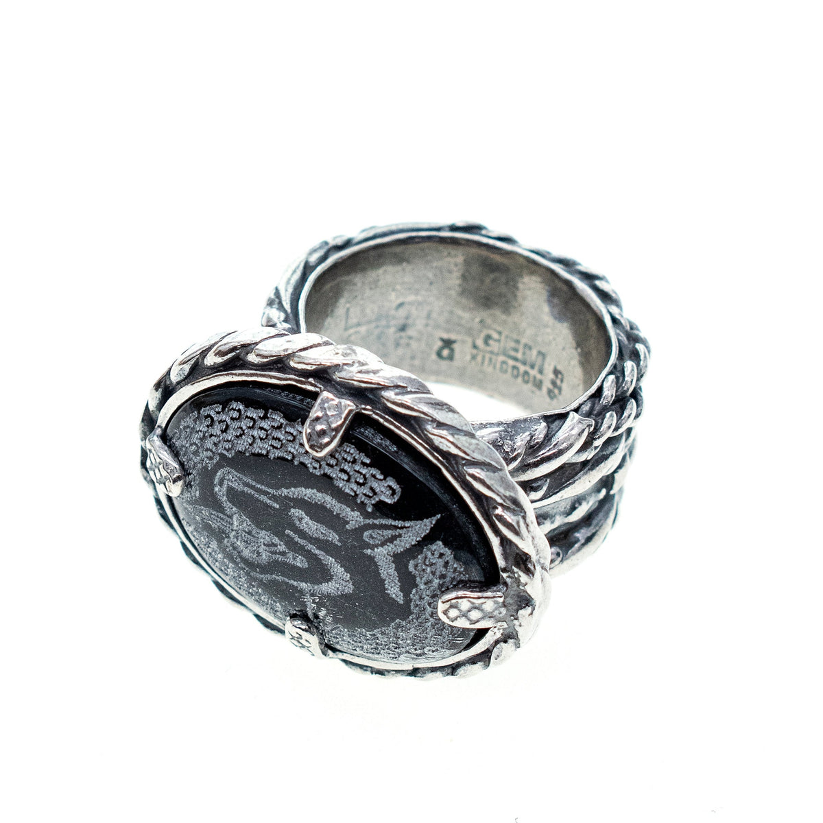 Wolf Ring Black – Sterling Silver – Gem Kingdom