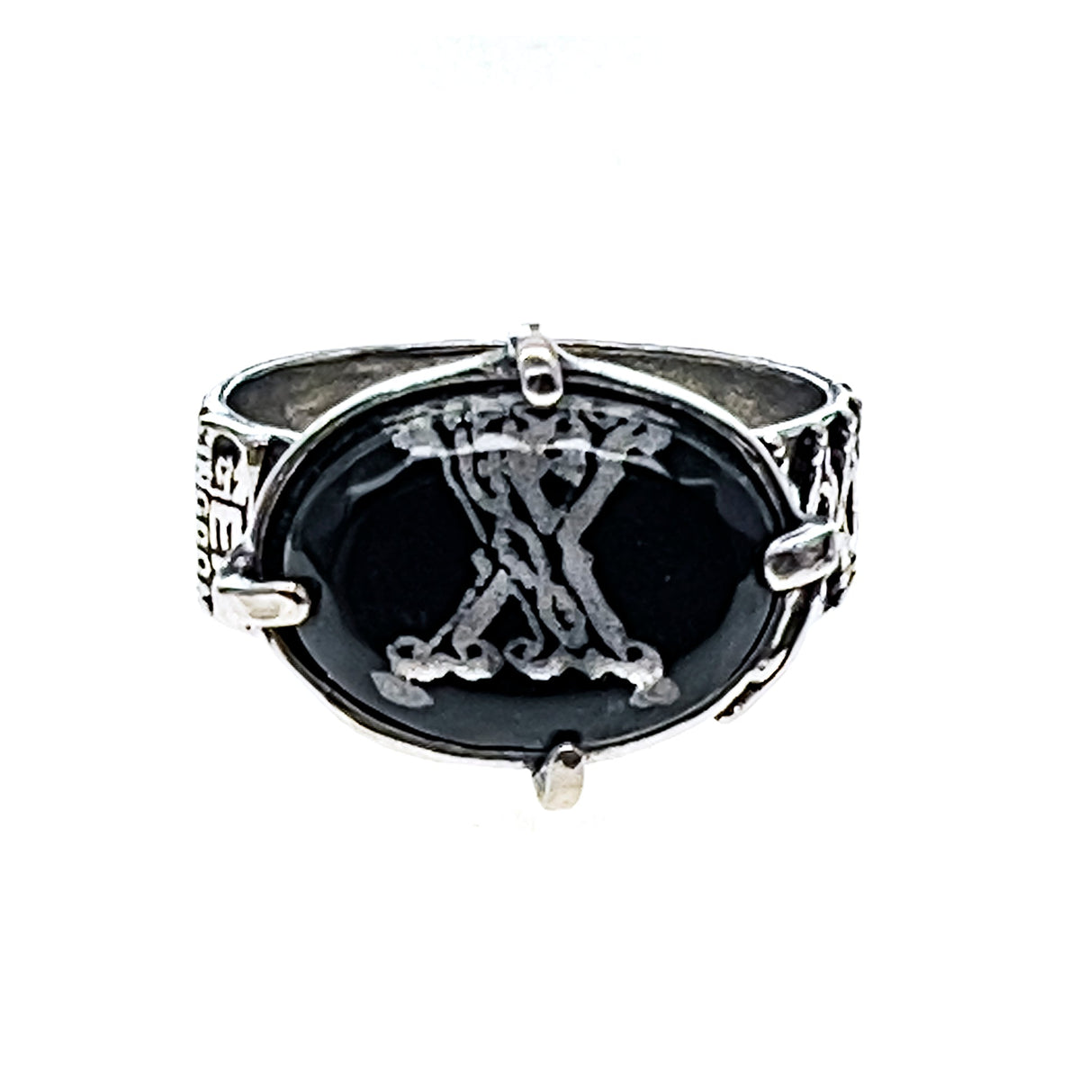 Black Intaglio Ring – Sterling Silver – Gem Kingdom