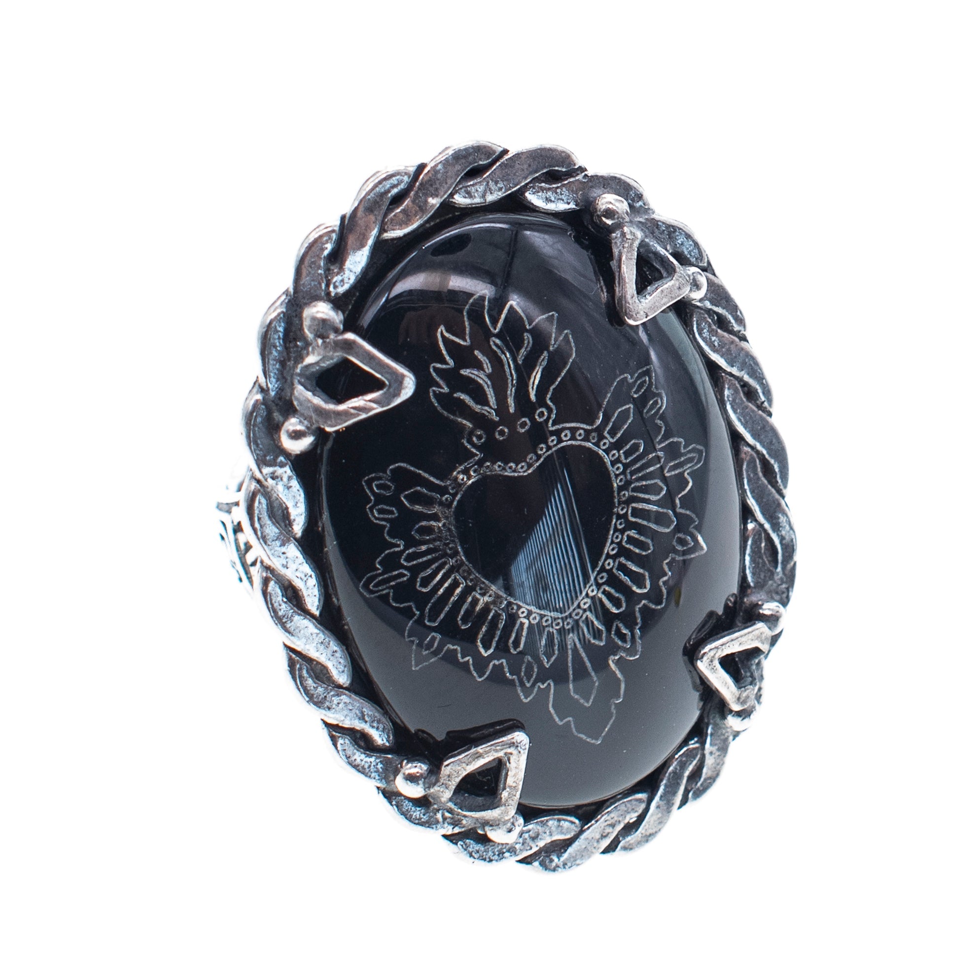 Black Sacred Heart Ring – Sterling Silver – Gem Kingdom