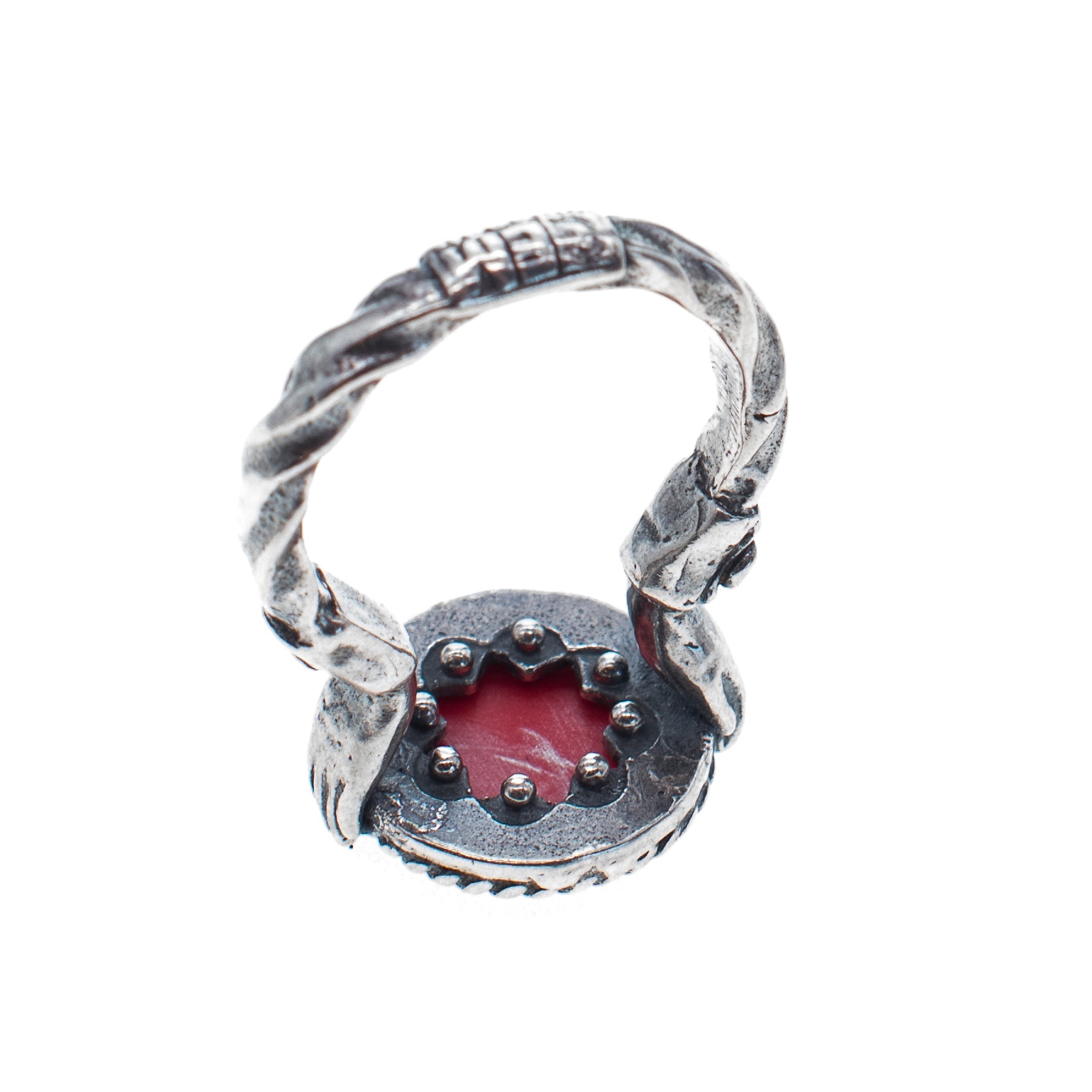 Red Vintage Glass Stone Ring – Sterling Silver – Gem Kingdom