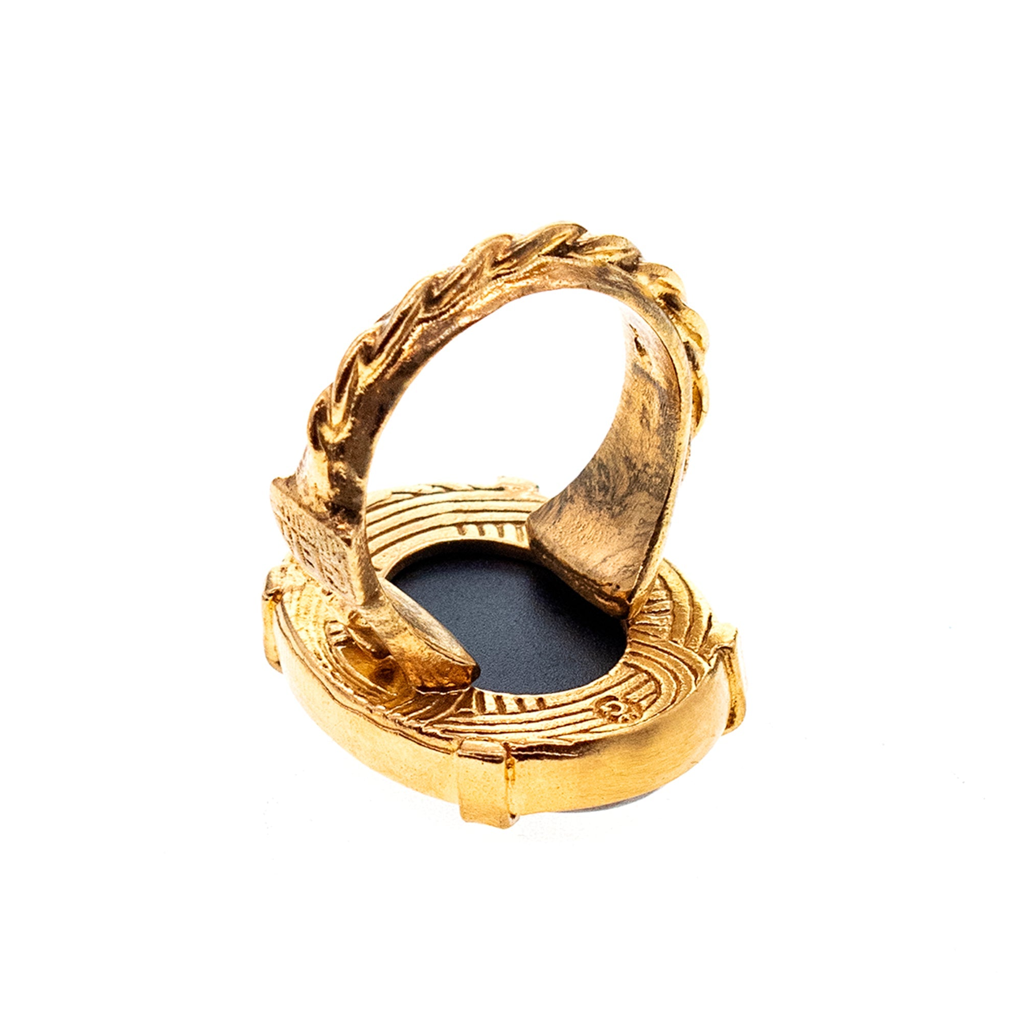 Pink Cross Intaglio Ring – Gold Plated – Gem Kingdom