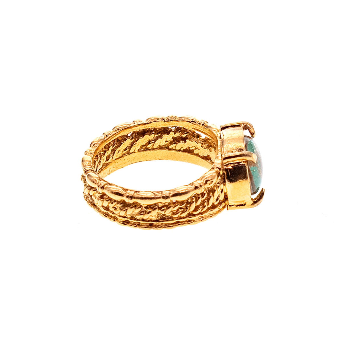 Diamond Cross Ring Green – Gold Plated – Gem Kingdom