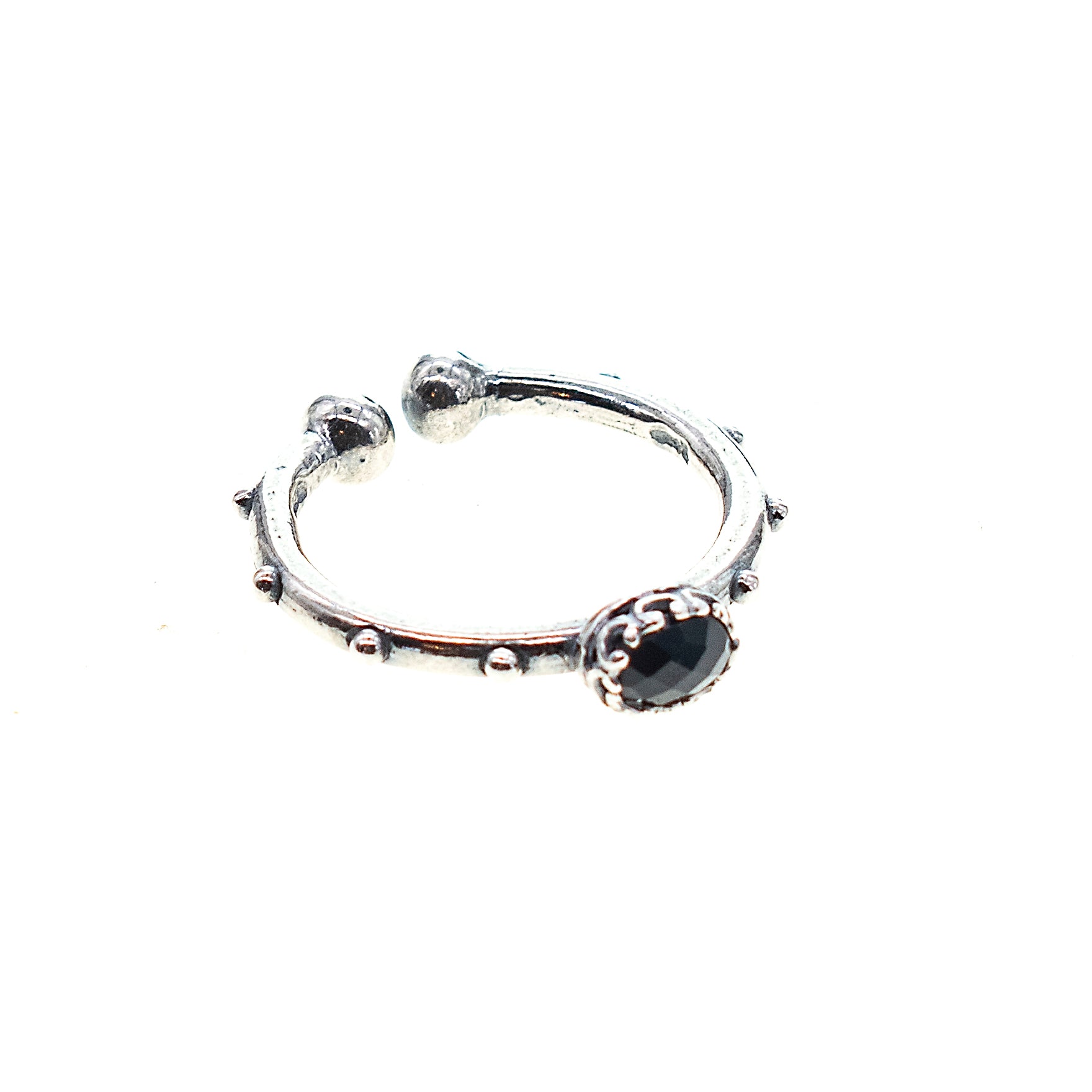 Black Spinel Studded Band Ring