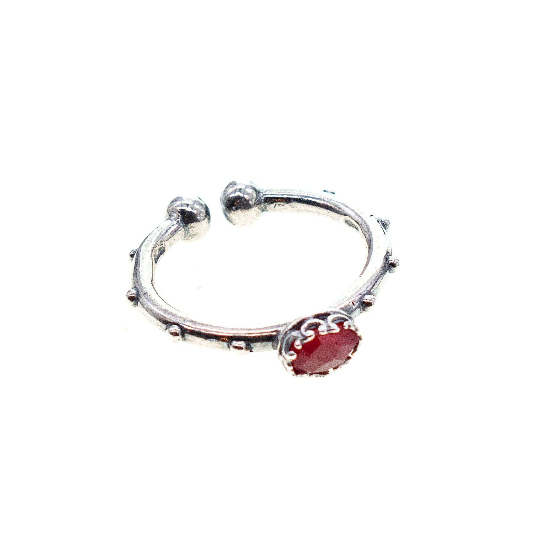 Ruby Red Agate Studded Band Ring