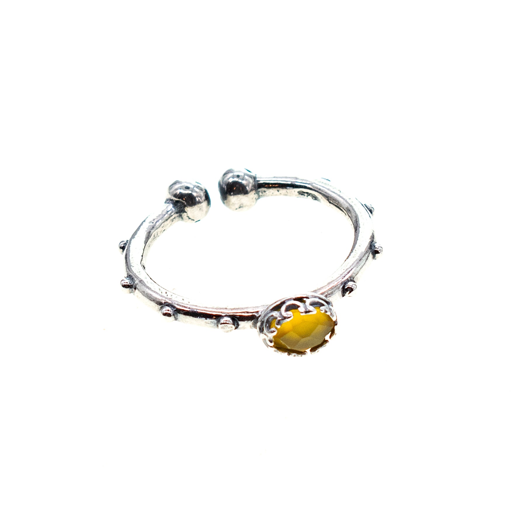 Yellow Agate Studded Band Ring
