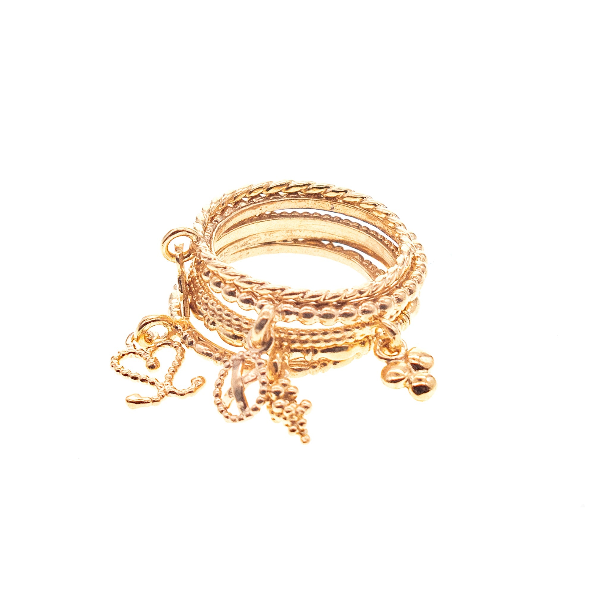 Gold Plated Charm Stacking Ring Set – Gold Plated – Gem Kingdom