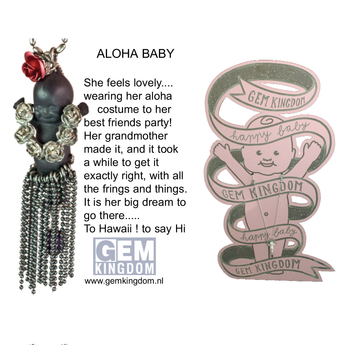"Aloha Baby" Necklace Black And Silver