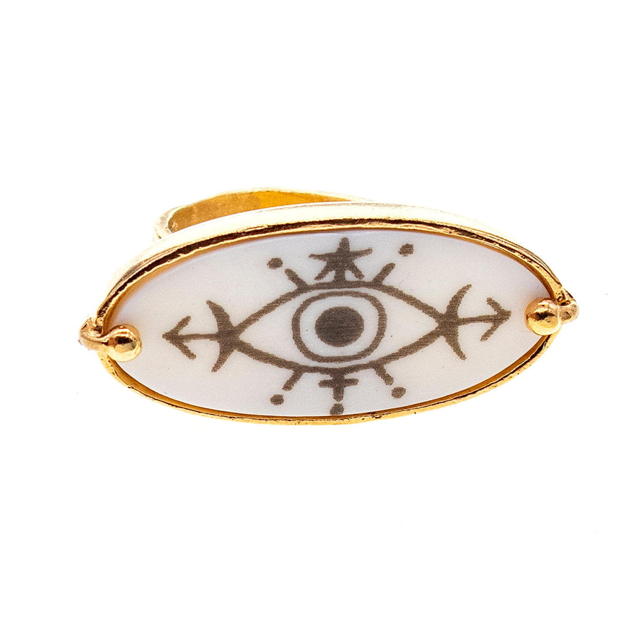 Eye Ring White – Gold Plated – Gem Kingdom