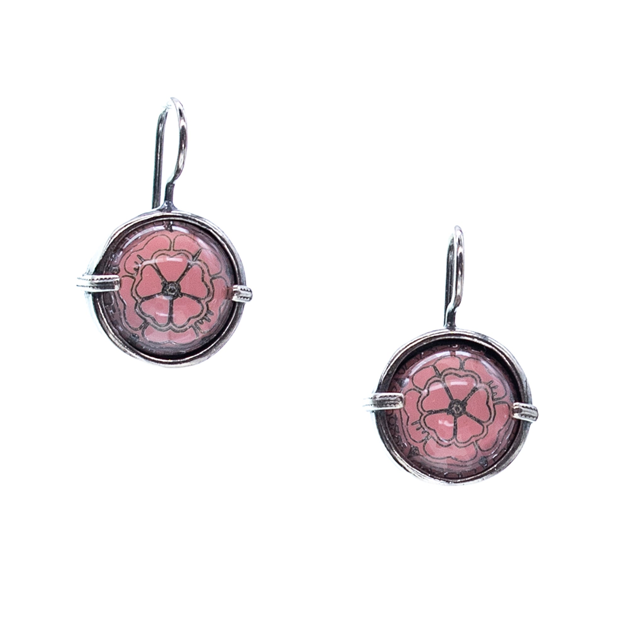 Pink Rose Earrings – Sterling Silver – Gem Kingdom