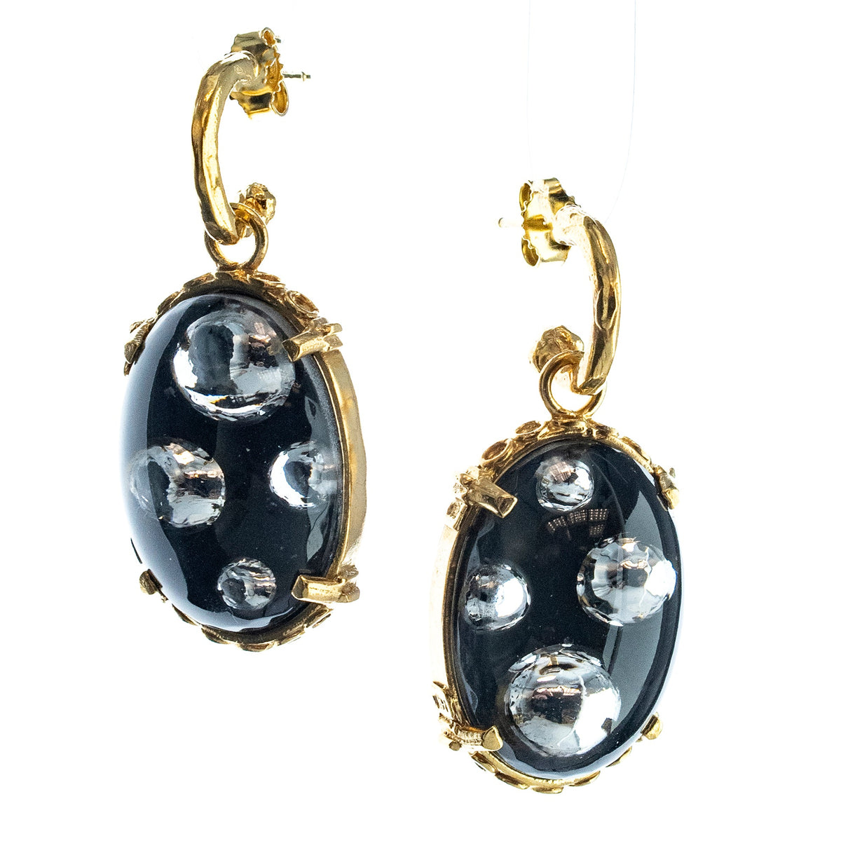 Bubble Earrings Black – 18k Gold Plated – Gem Kingdom