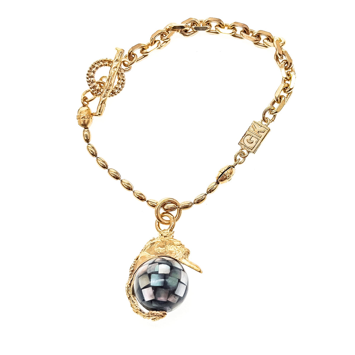 Zwaan Armband Zwart – 18K Verguld – Gem Kingdom