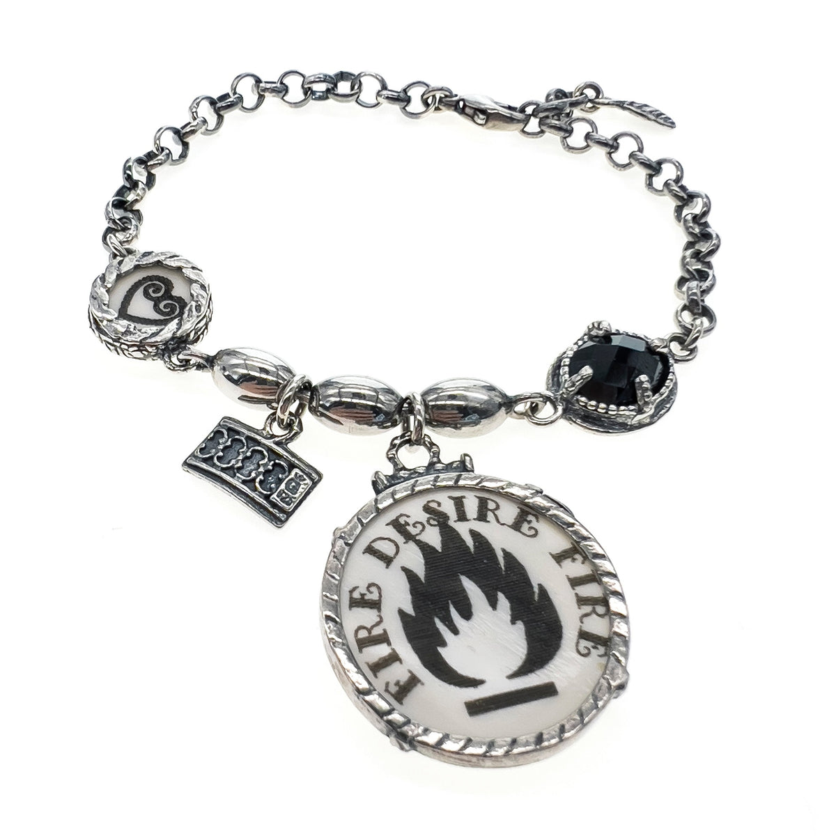 Fire Charm Bracelet – Sterling Silver – Gem Kingdom
