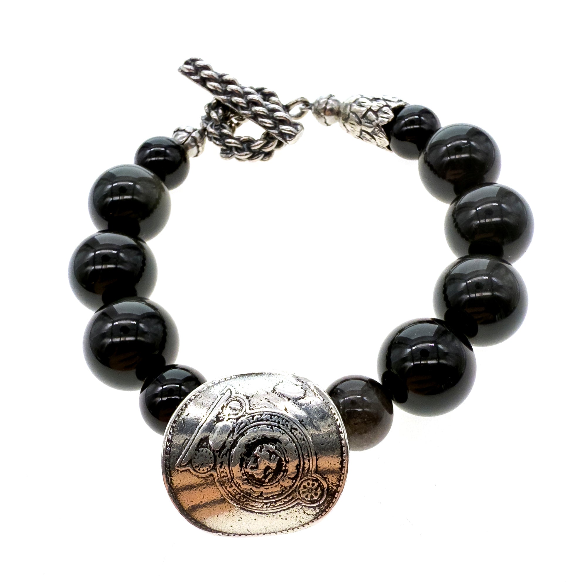 Golden Sheen Obsidian Beaded Bracelet