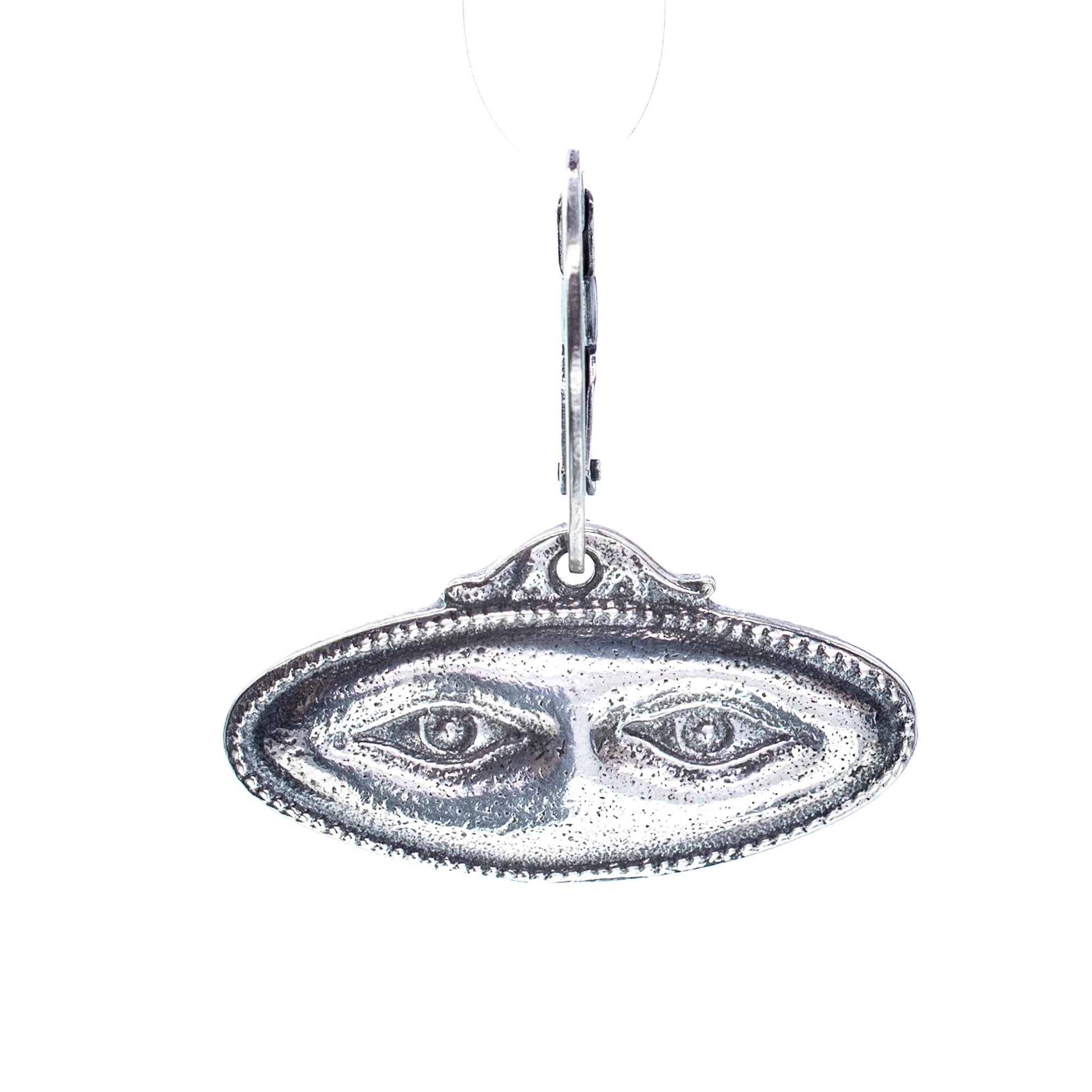 Silver Double Eye Ex Voto Single Earring – Sterling Silver – Gem Kingdom