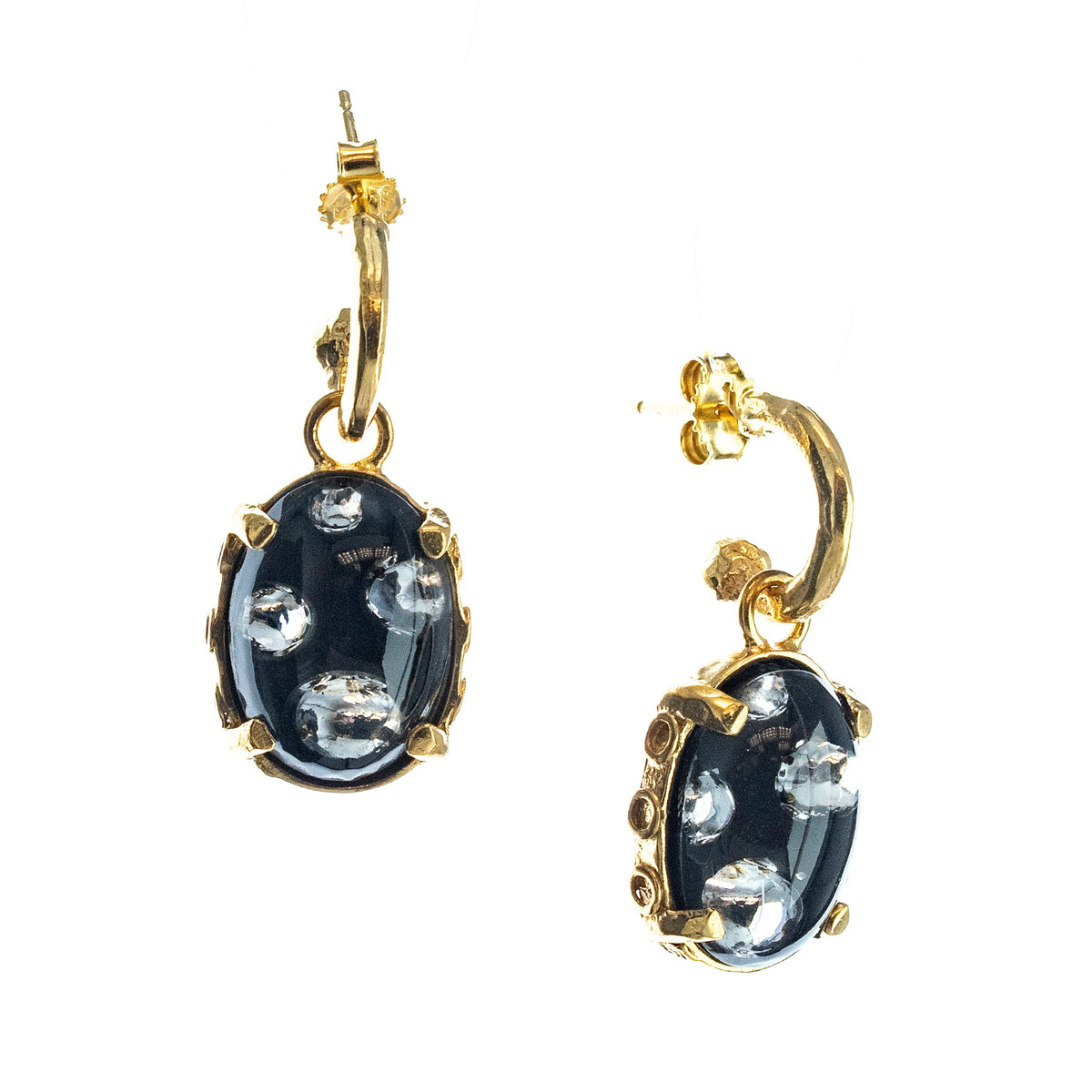 Small Bubble Earrings Black – 18k Gold Plated – Gem Kingdom