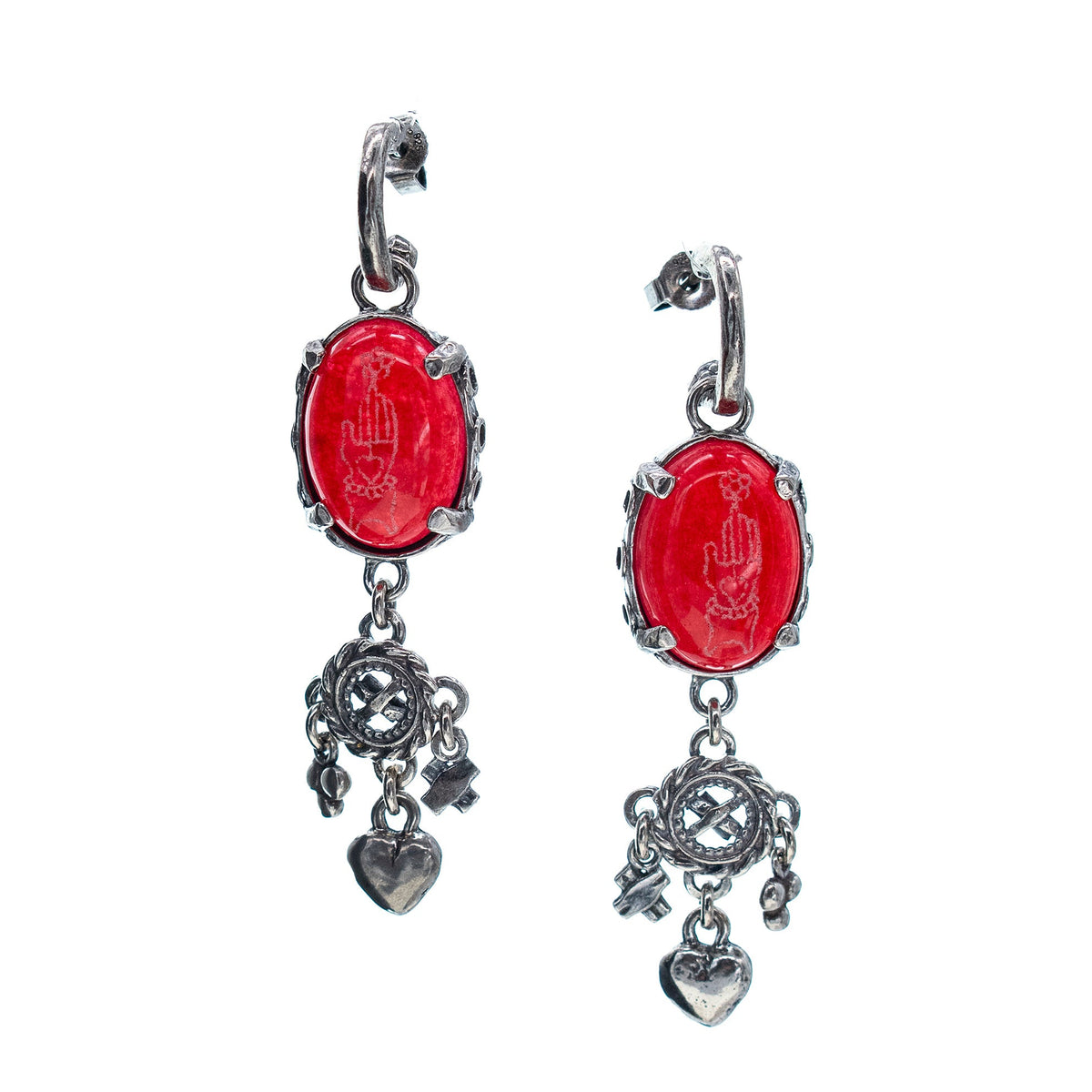 Back to the Future Drop Earrings Red – Sterling Silver – Gem Kingdom