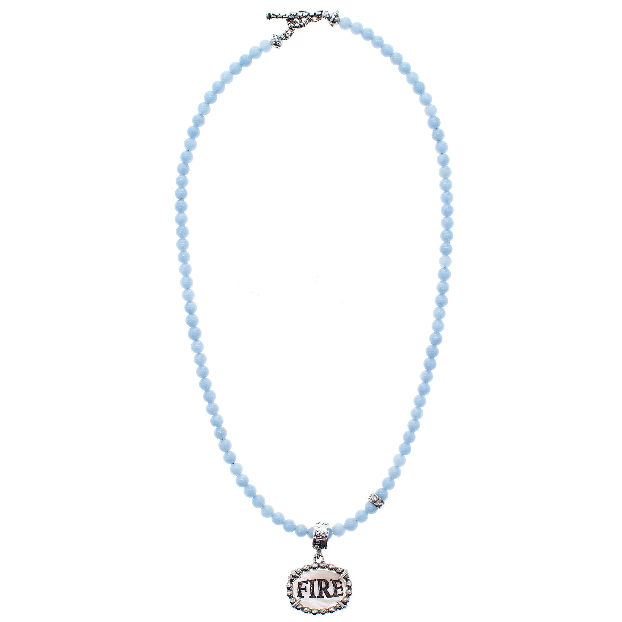 Blue Fire & Desire Beaded Pendant Necklace – Sterling Silver – Gem Kingdom