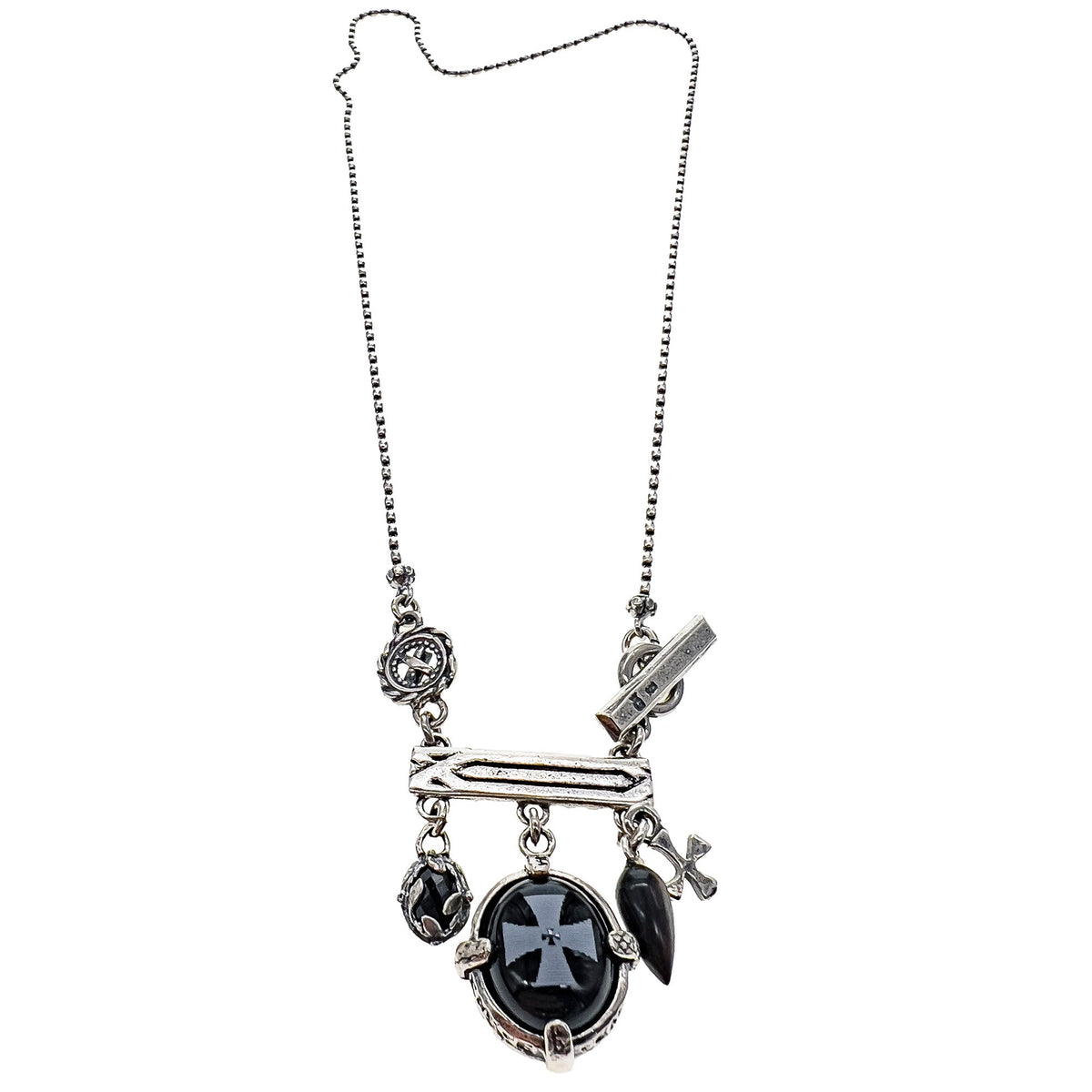 Engraved Onyx Charm Necklace – Sterling Silver – Gem Kingdom