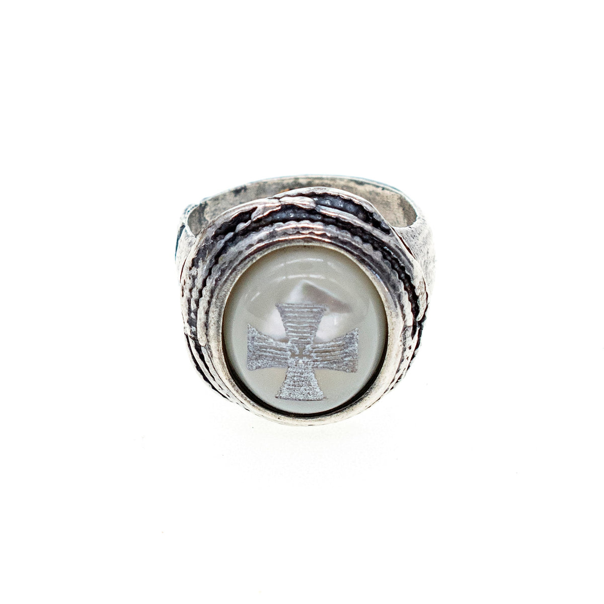 Maltezer Kruis Ring Wit – Sterling Zilver – Gem Kingdom