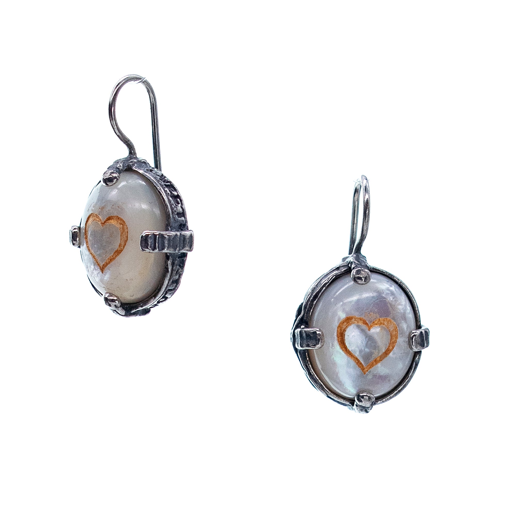 Mother Of Pearl Heart Earrings – Sterling Silver – Gem Kingdom