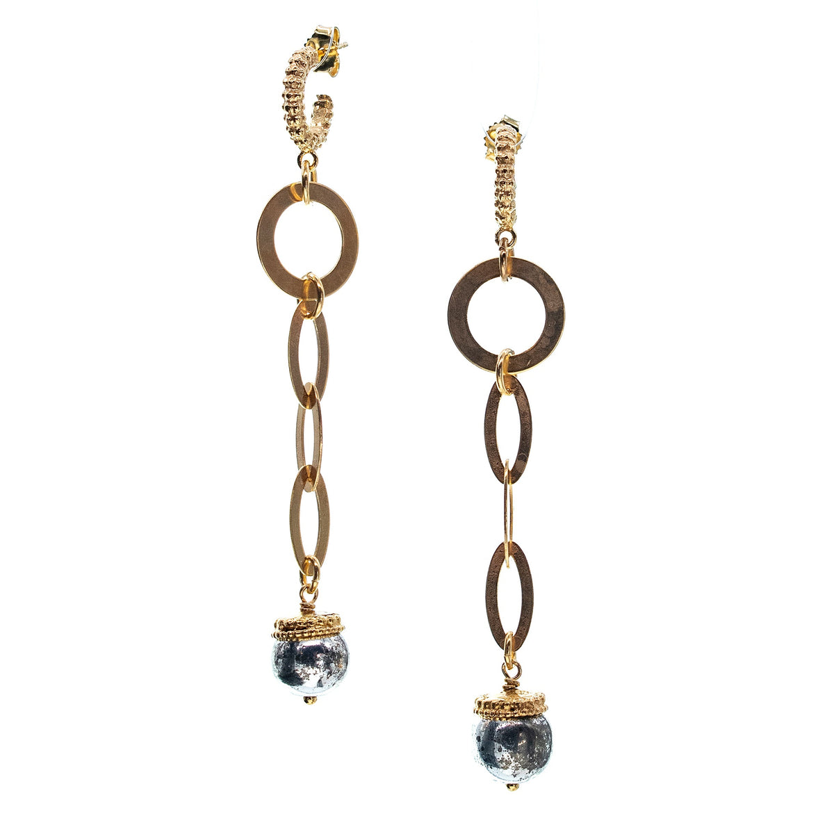 Grey Hematite Drop Earrings – Gold Plated – Gem Kingdom