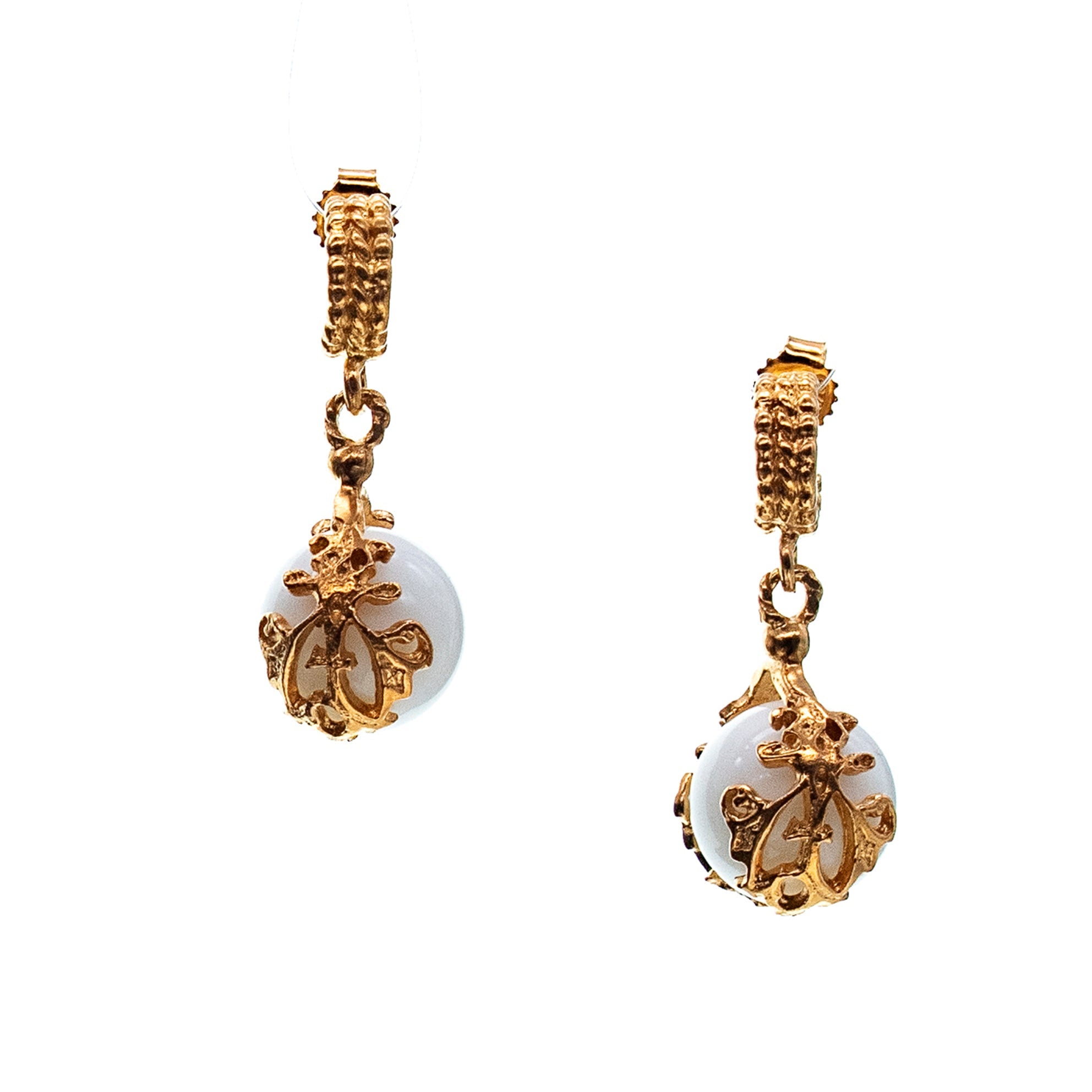 White Orb Earrings