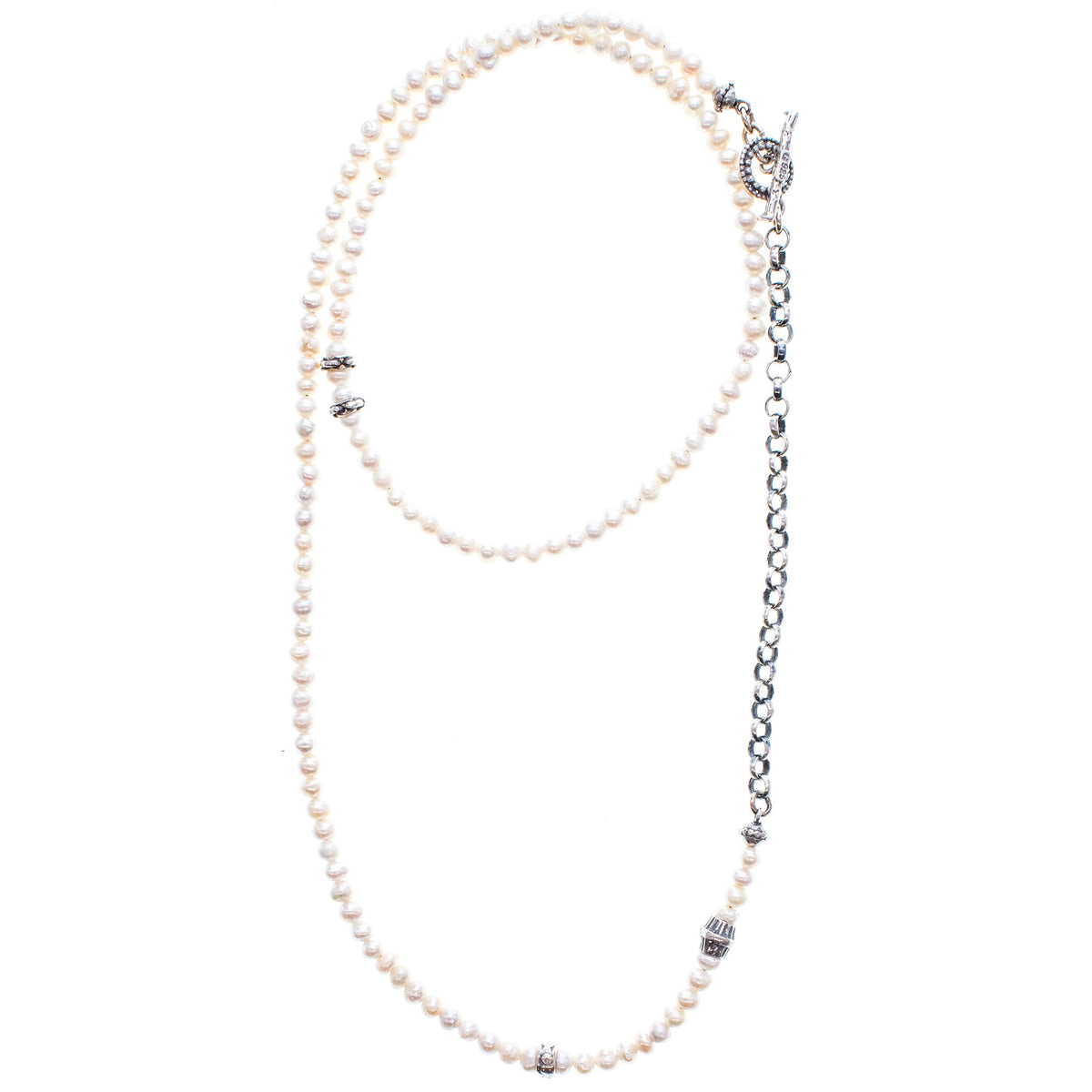 Pearl And Silver Chain Necklace White – Sterling Silver – Gem Kingdom