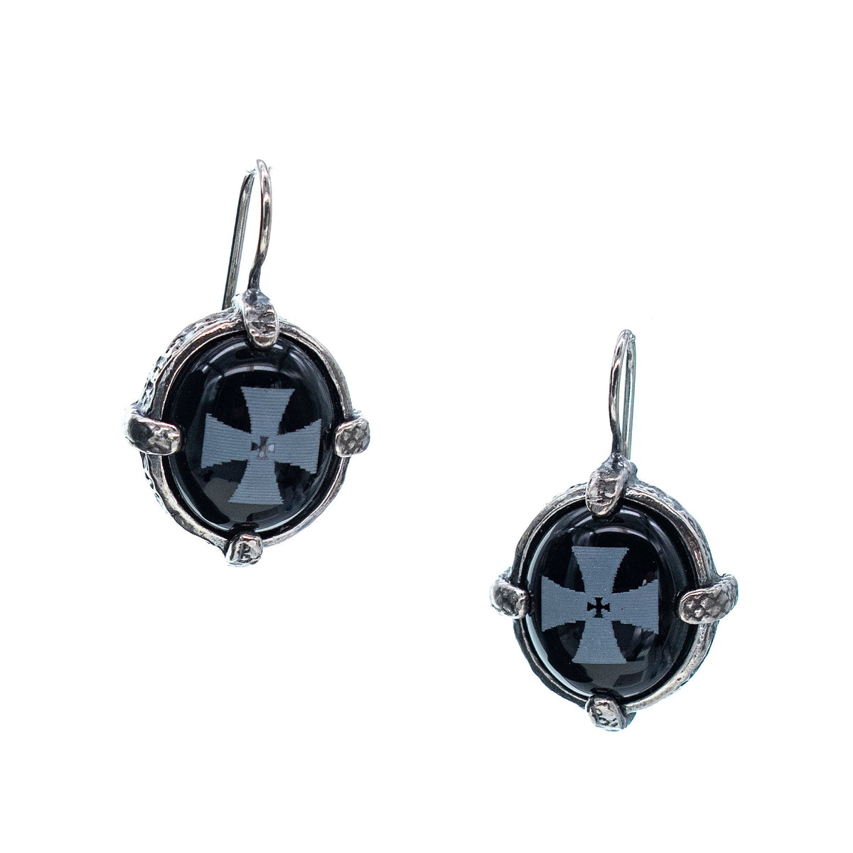Back to the Future Cross Earrings Black – Sterling Silver – Gem Kingdom