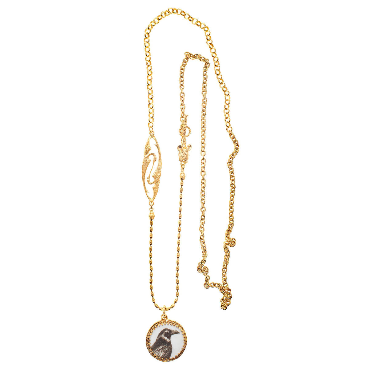 Crow Necklace – 18k Gold Plated – Gem Kingdom