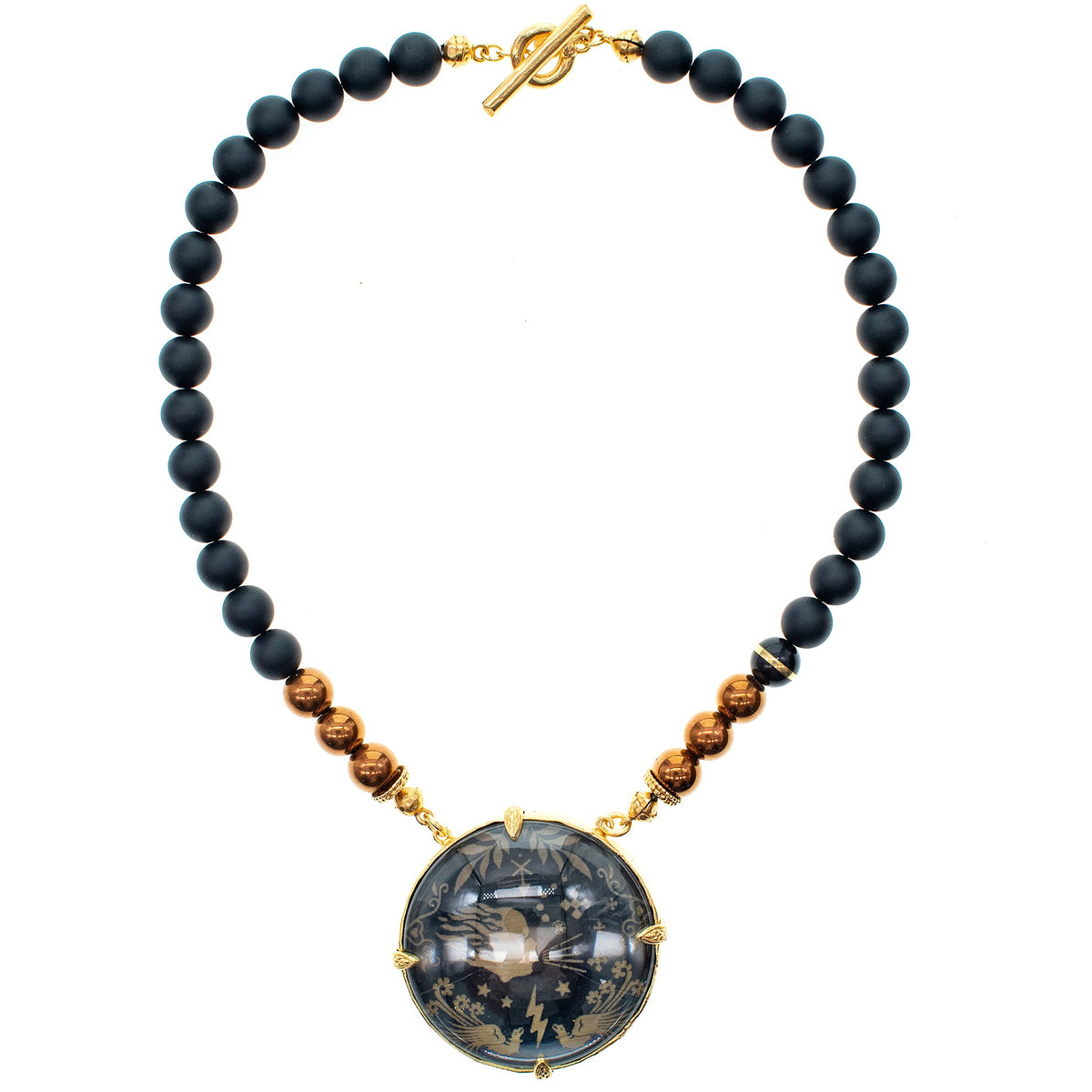 Black And Gold Crystal Necklace – Gold Plated – Gem Kingdom