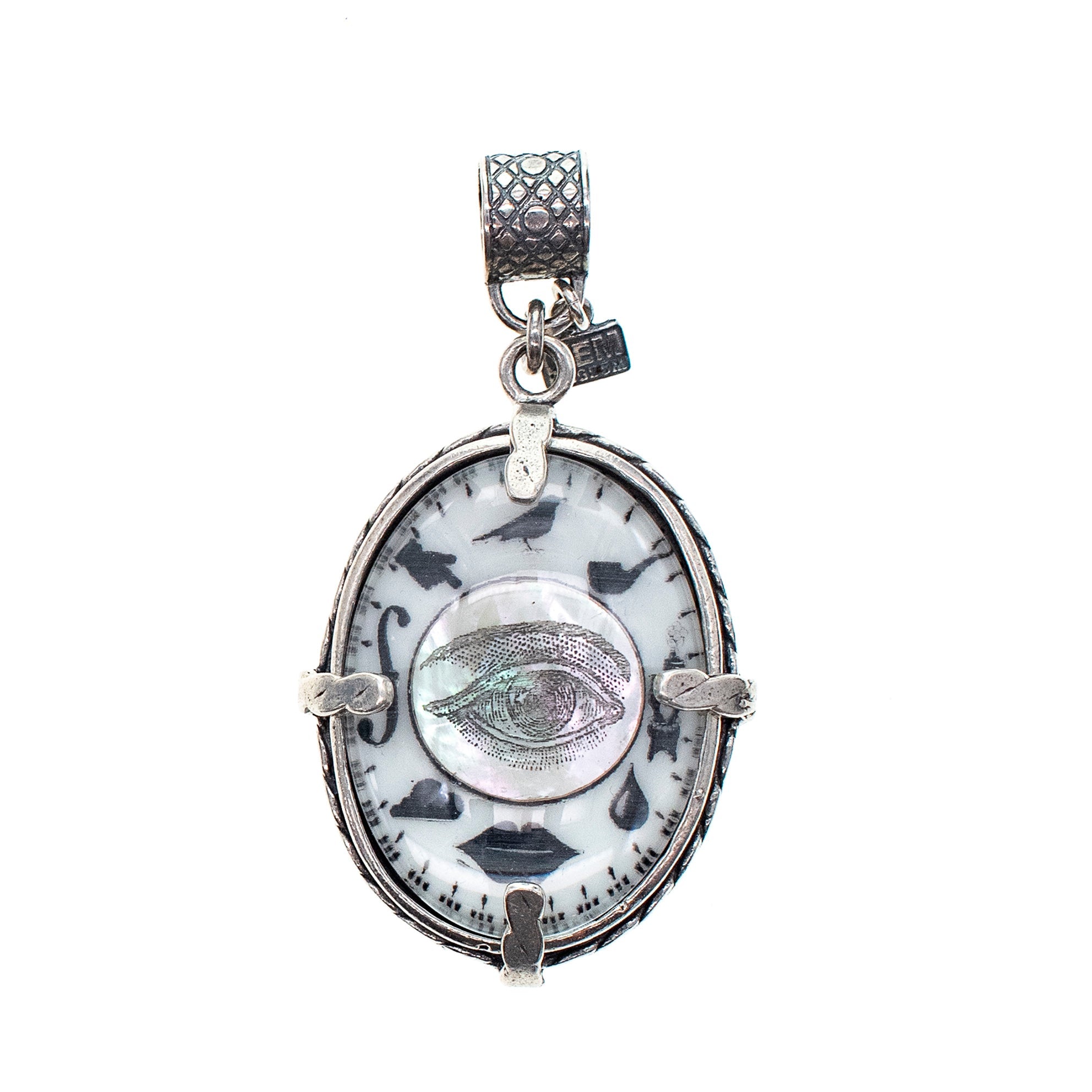 Surrealist Eye & Onyx Pendant – Sterling Silver – Gem Kingdom