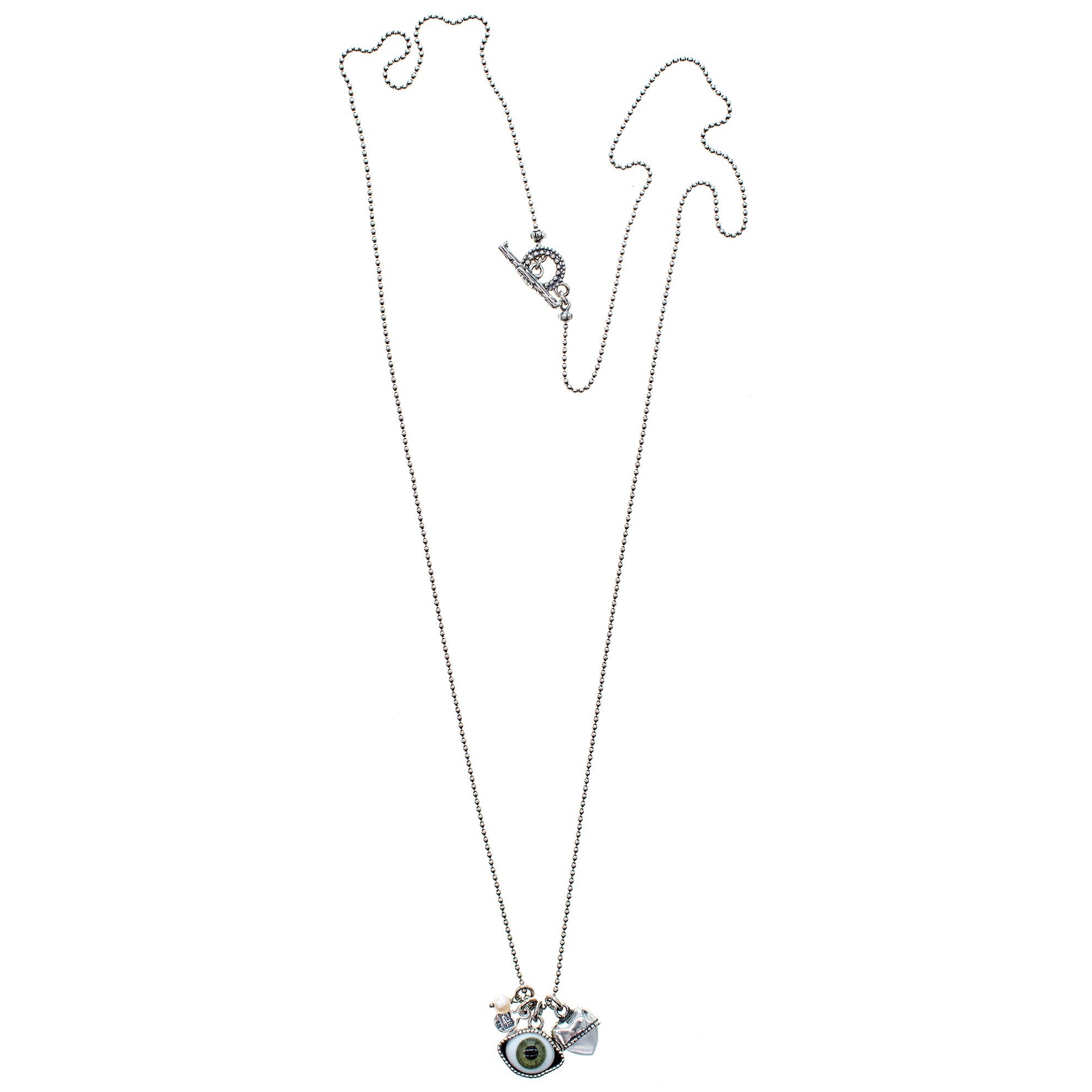 Green Eye Love You Necklace Long – Sterling Silver – Gem Kingdom
