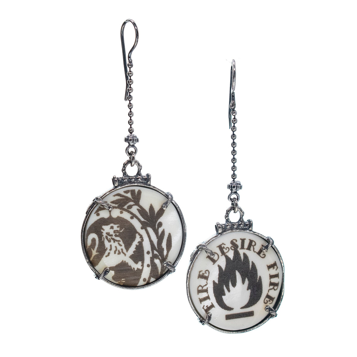 Back to the Future Asymmetric Earrings White – Sterling Silver – Gem Kingdom