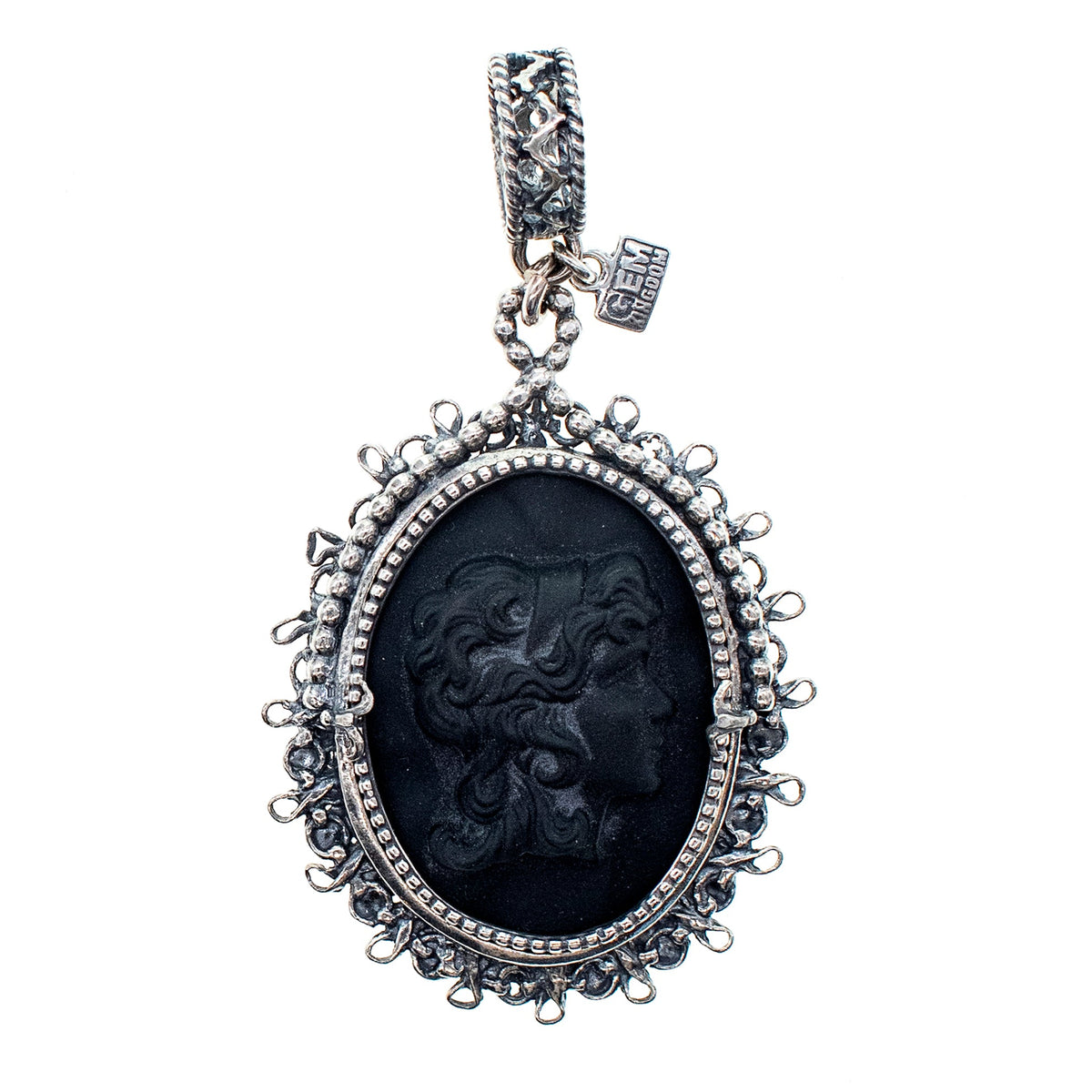 Black Cameo Pendant – Sterling Silver – Gem Kingdom