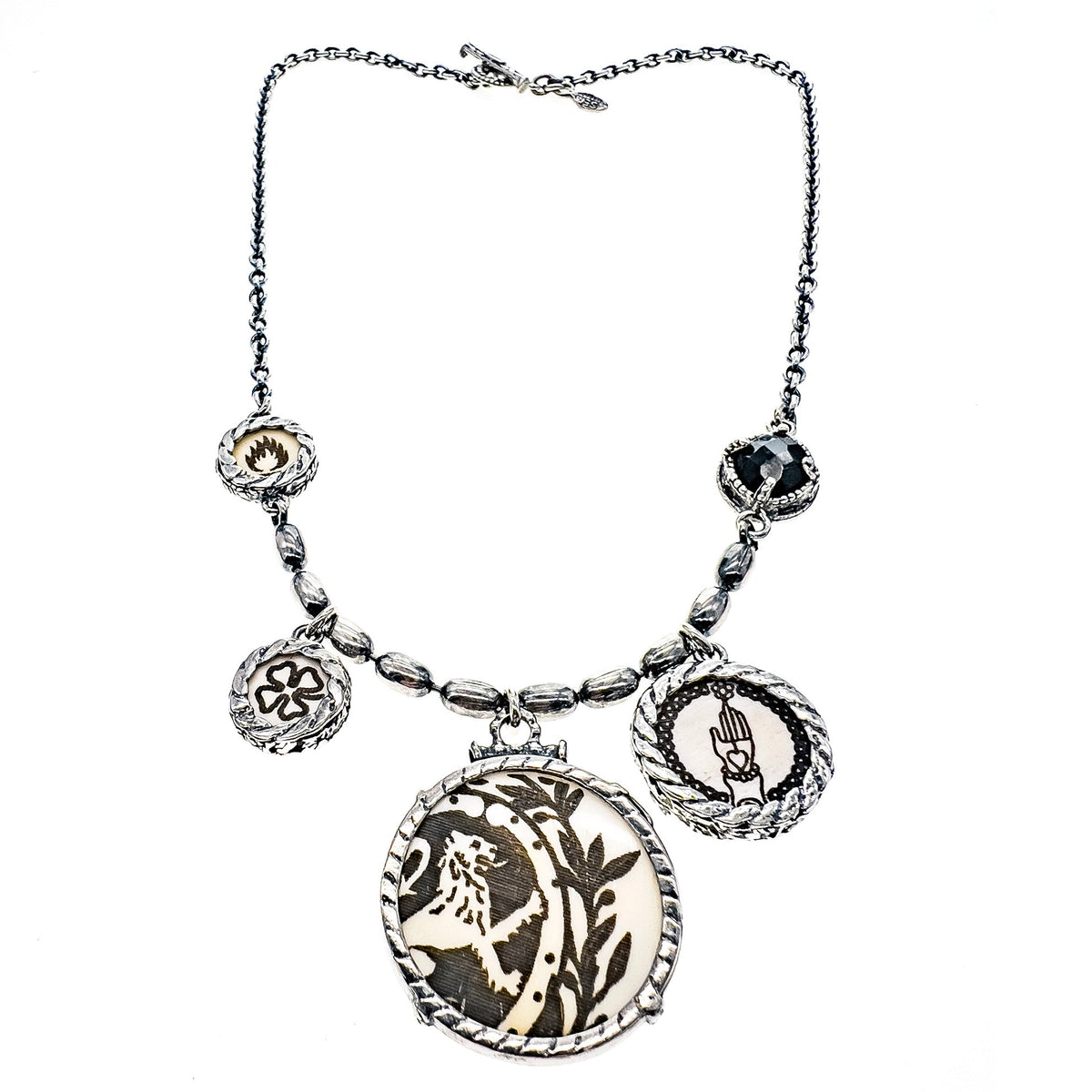 Engraved Medallion Necklace – Sterling Silver – Gem Kingdom