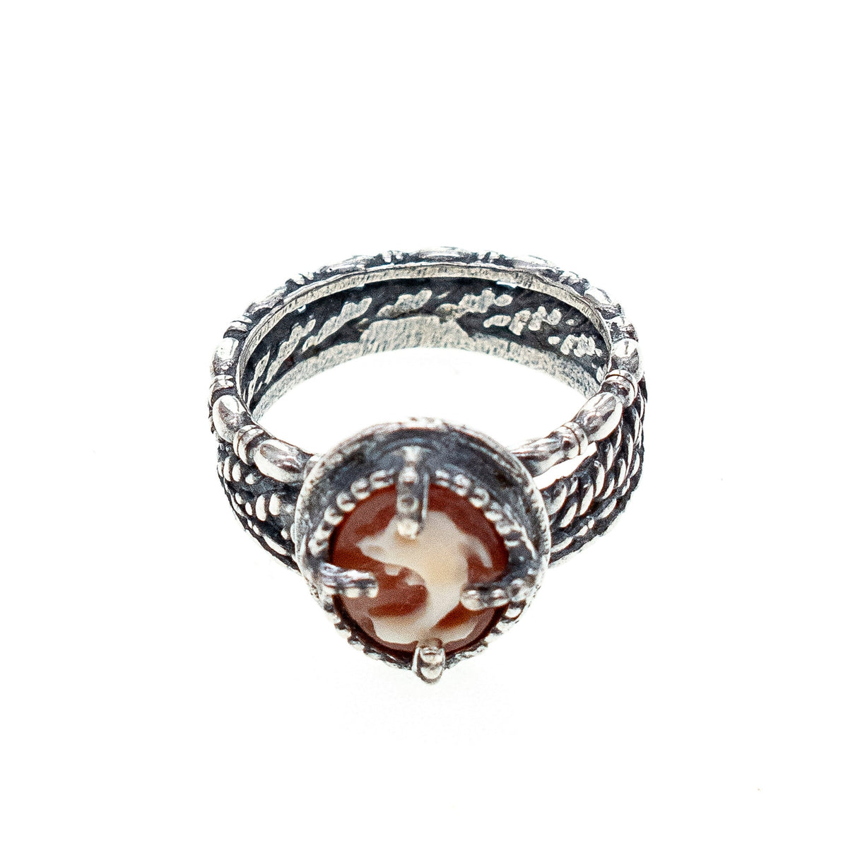 Dolfijn Camee Ring Rood – Sterling Zilver – Gem Kingdom